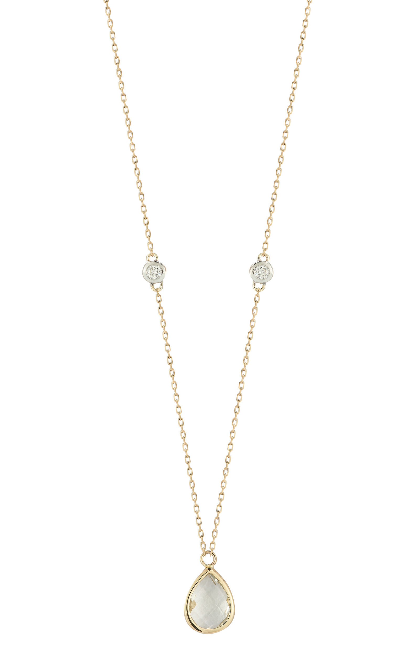 Mateo 14K Yellow Gold Amethyst; Diamond Necklace - Green - OS - Moda Operandi
