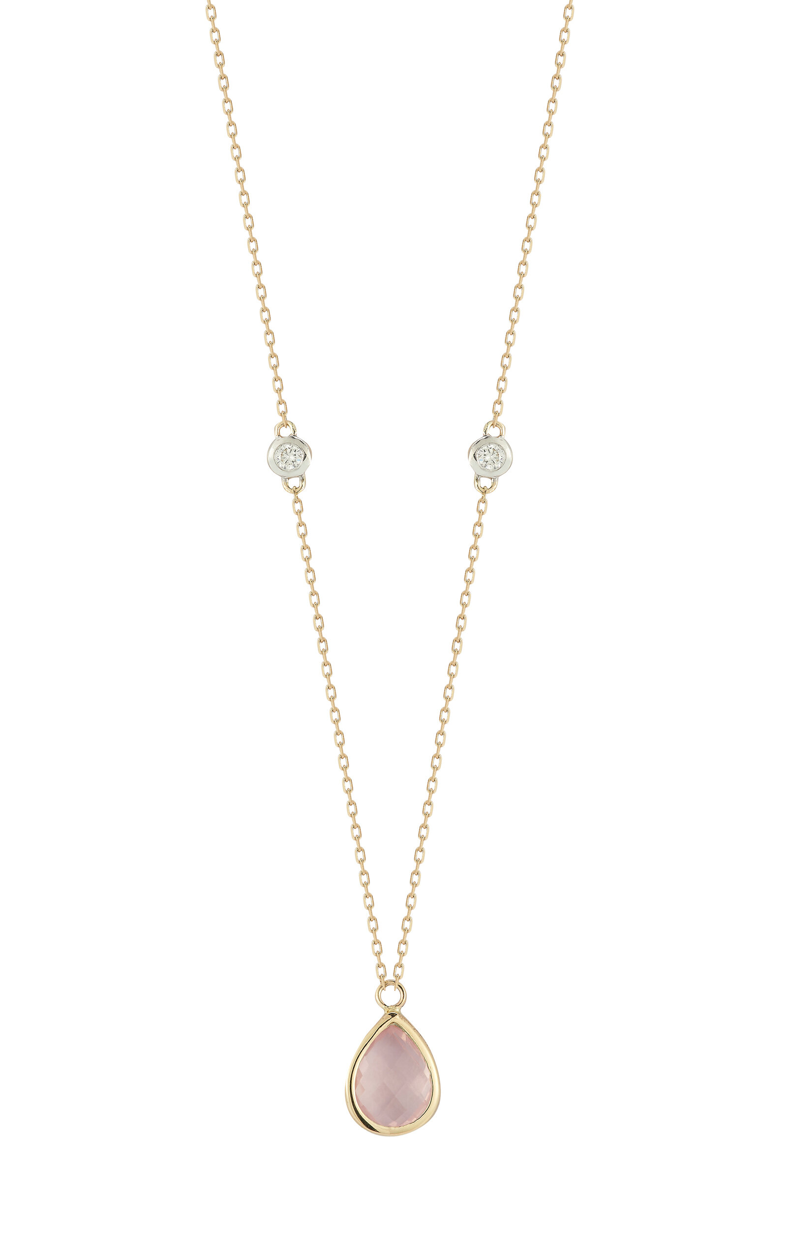 Mateo 14k Yellow Gold Diamond And Pink Topaz Necklace In Gold