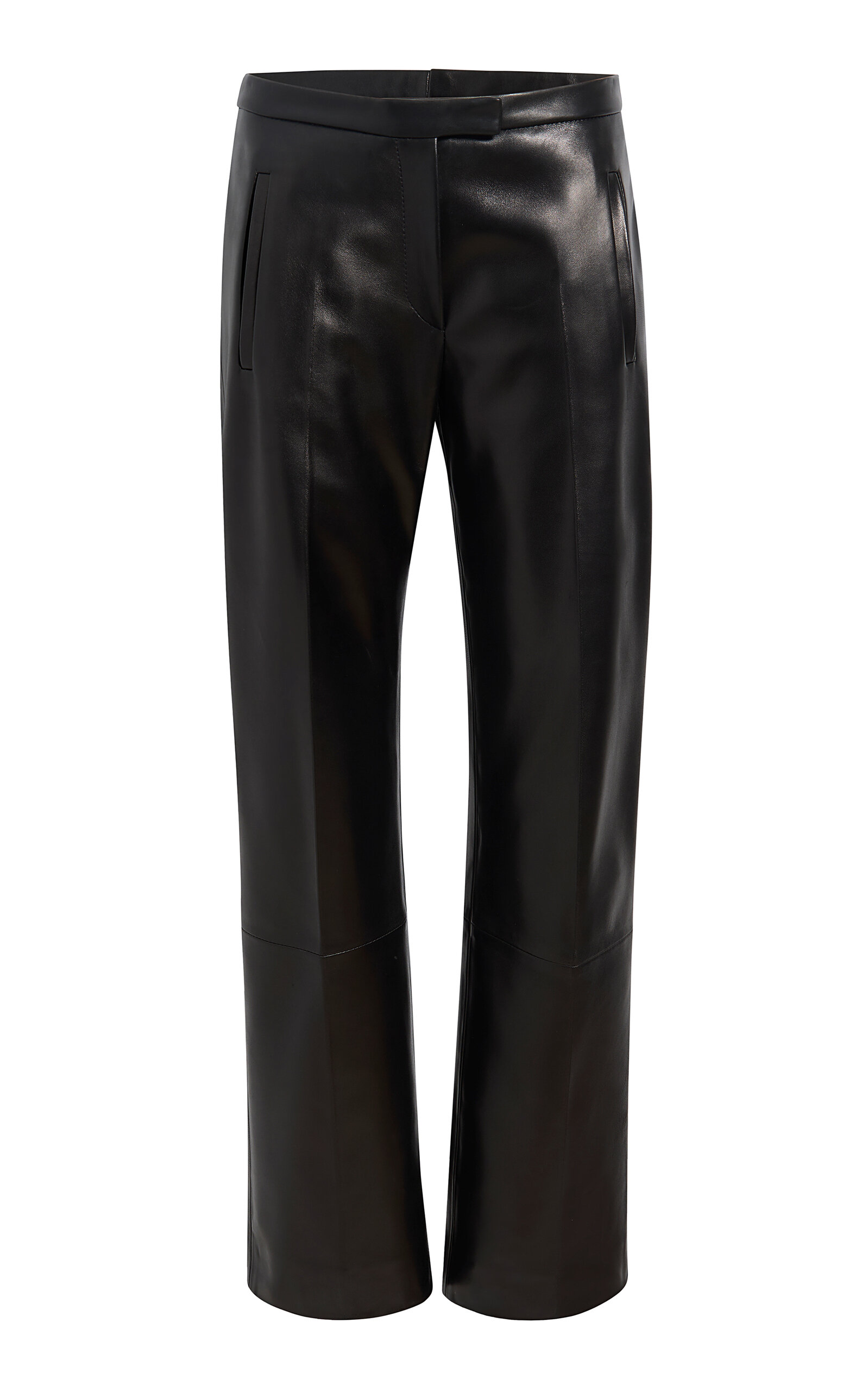 Khaite Miles Plongé Leather Straight-Leg Pants