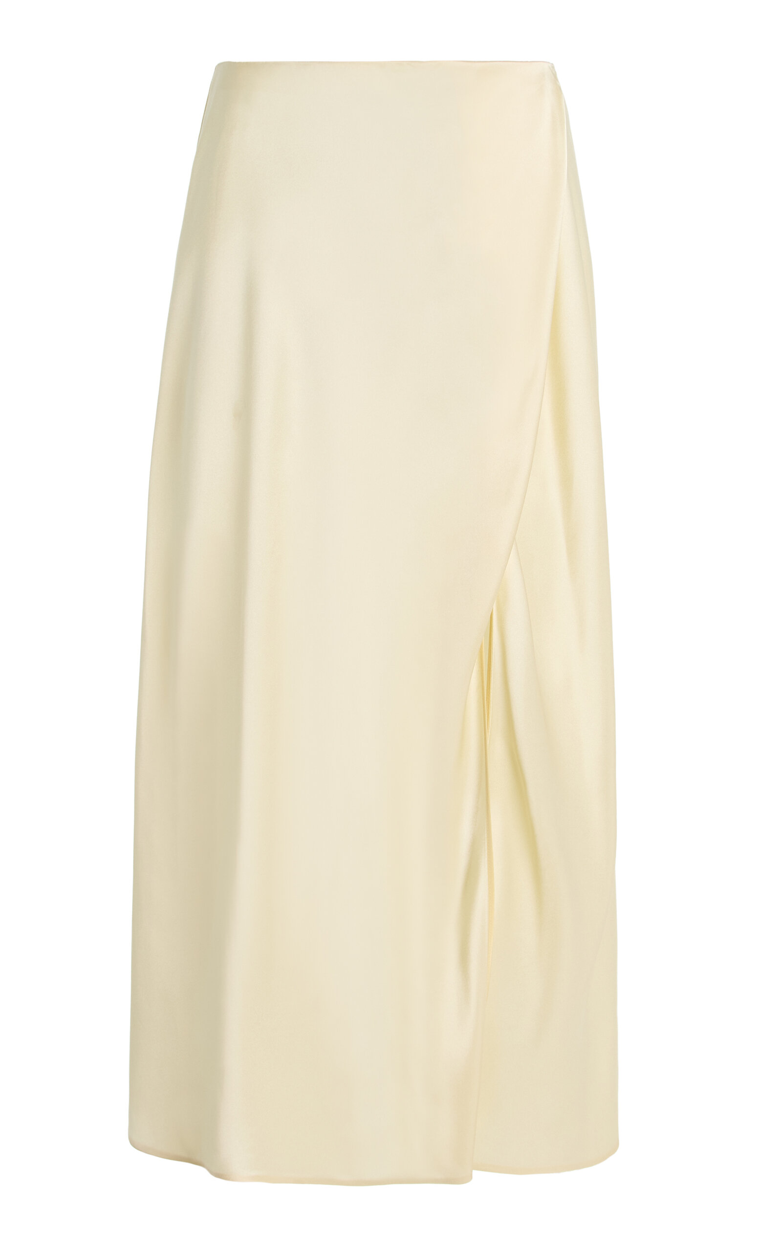Khaite Demi Silk Midi Wrap Skirt In Metallic