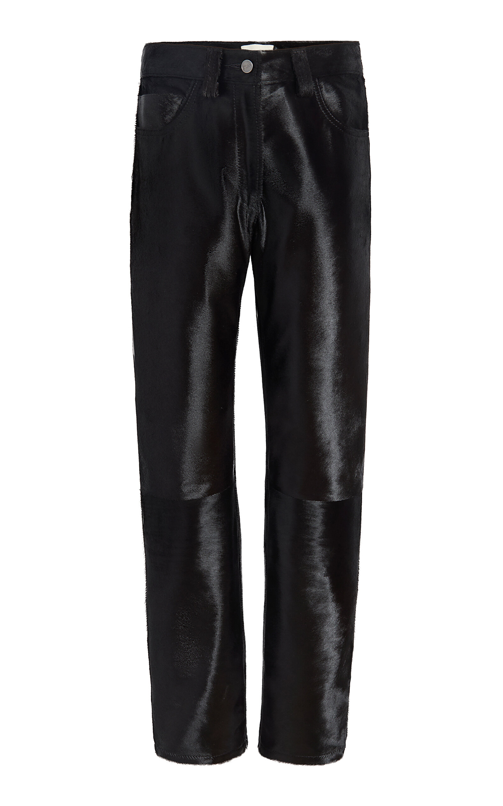 Khaite Callum Mid-Rise Haircalf Straight-Leg Pants