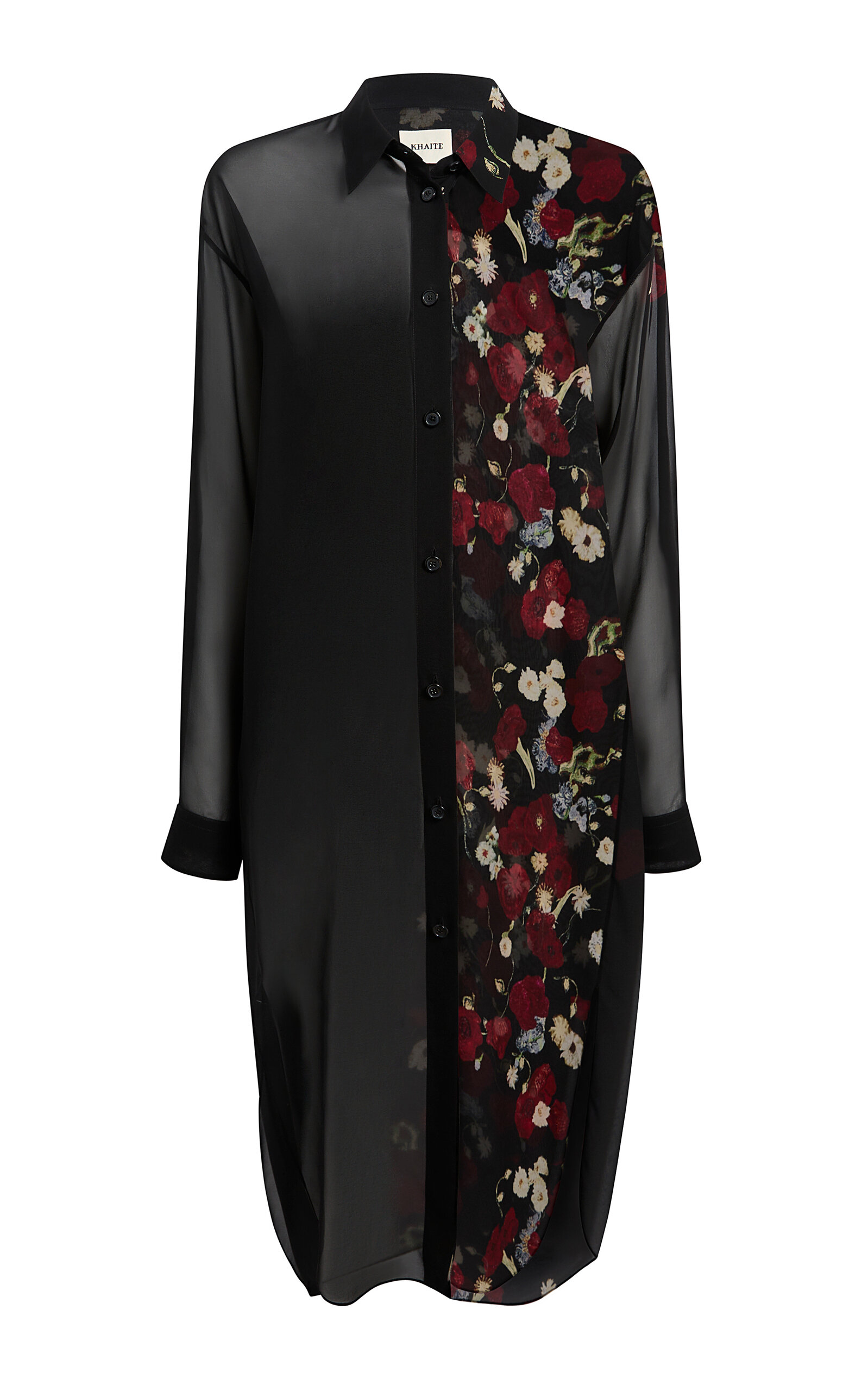 Khaite Gloria Printed Chiffon Shirt Dress