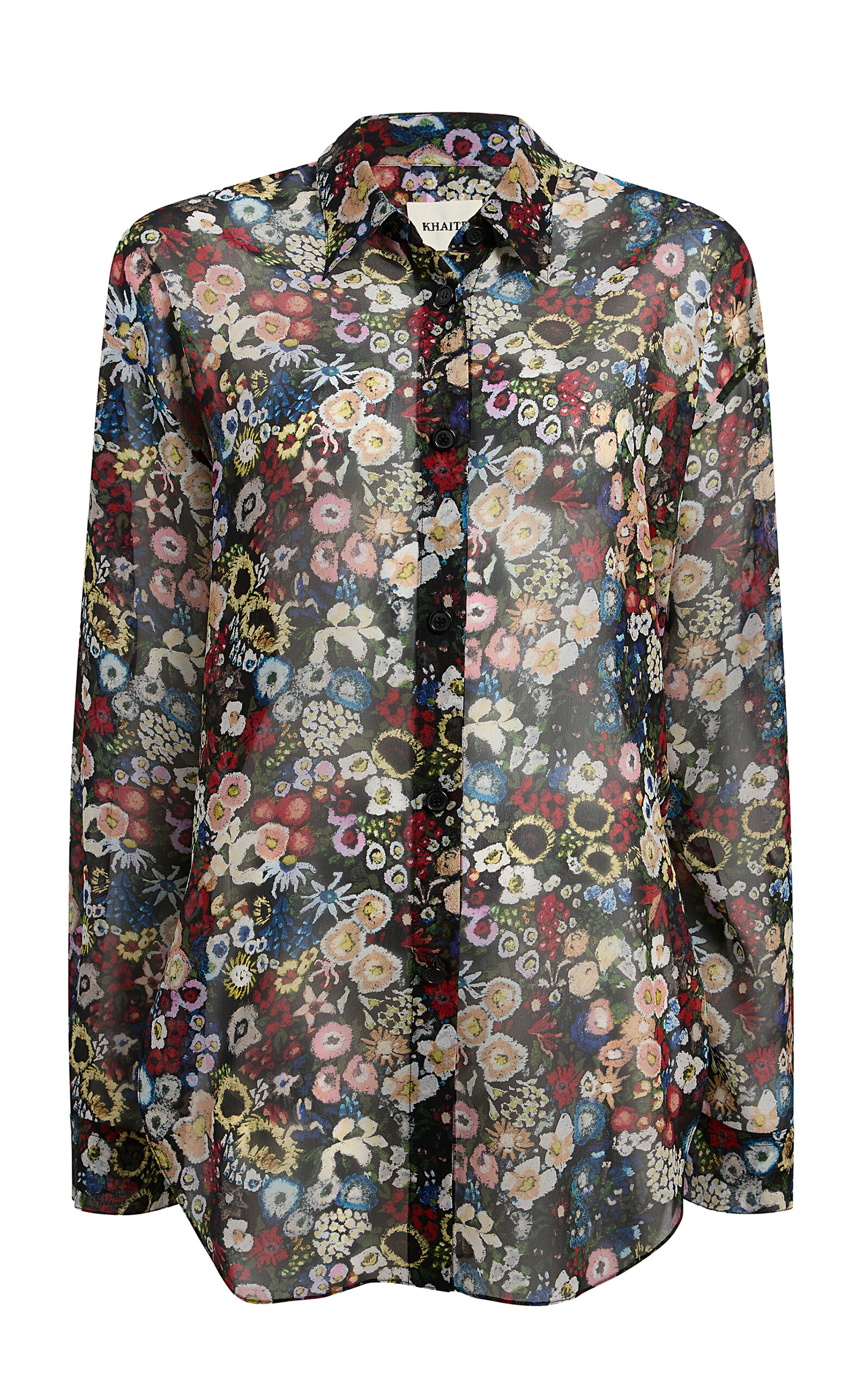 Khaite Goya Floral Silk-Chiffon Shirt