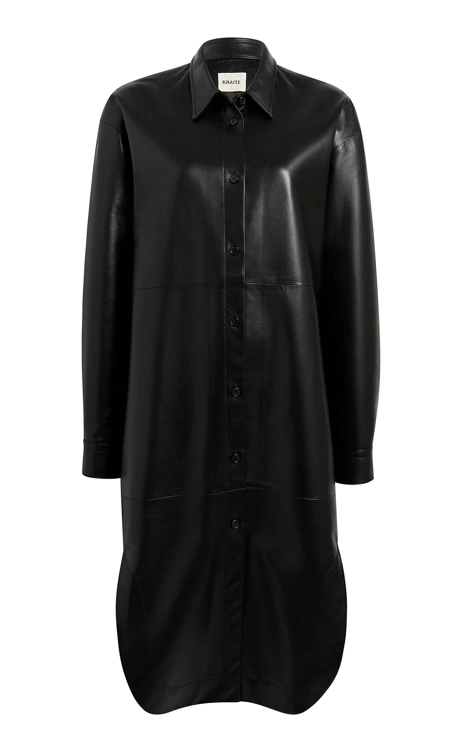 Khaite Gloria Paneled Leather Midi Dress