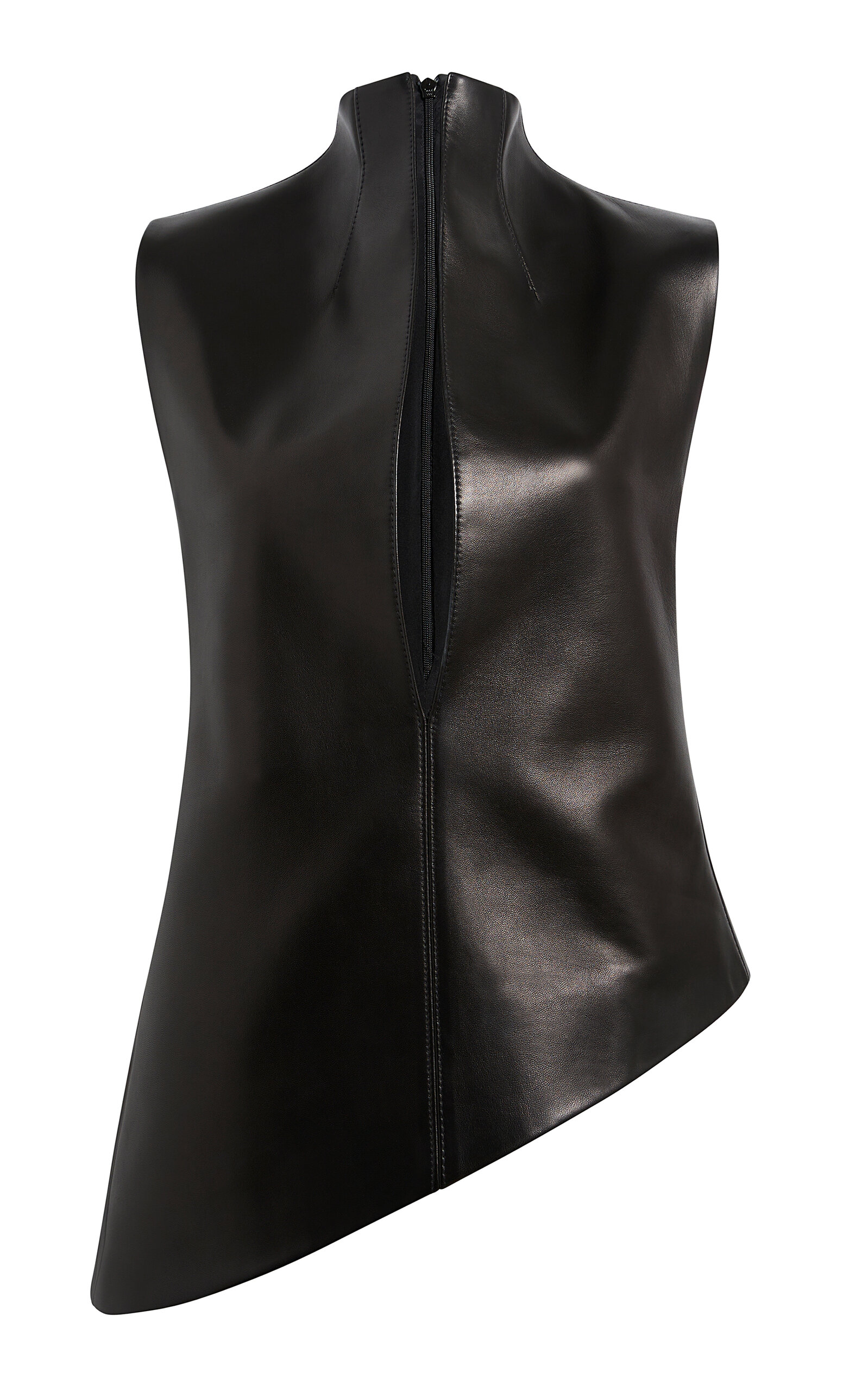 Khaite Von Asymmetric Plongé Leather Top