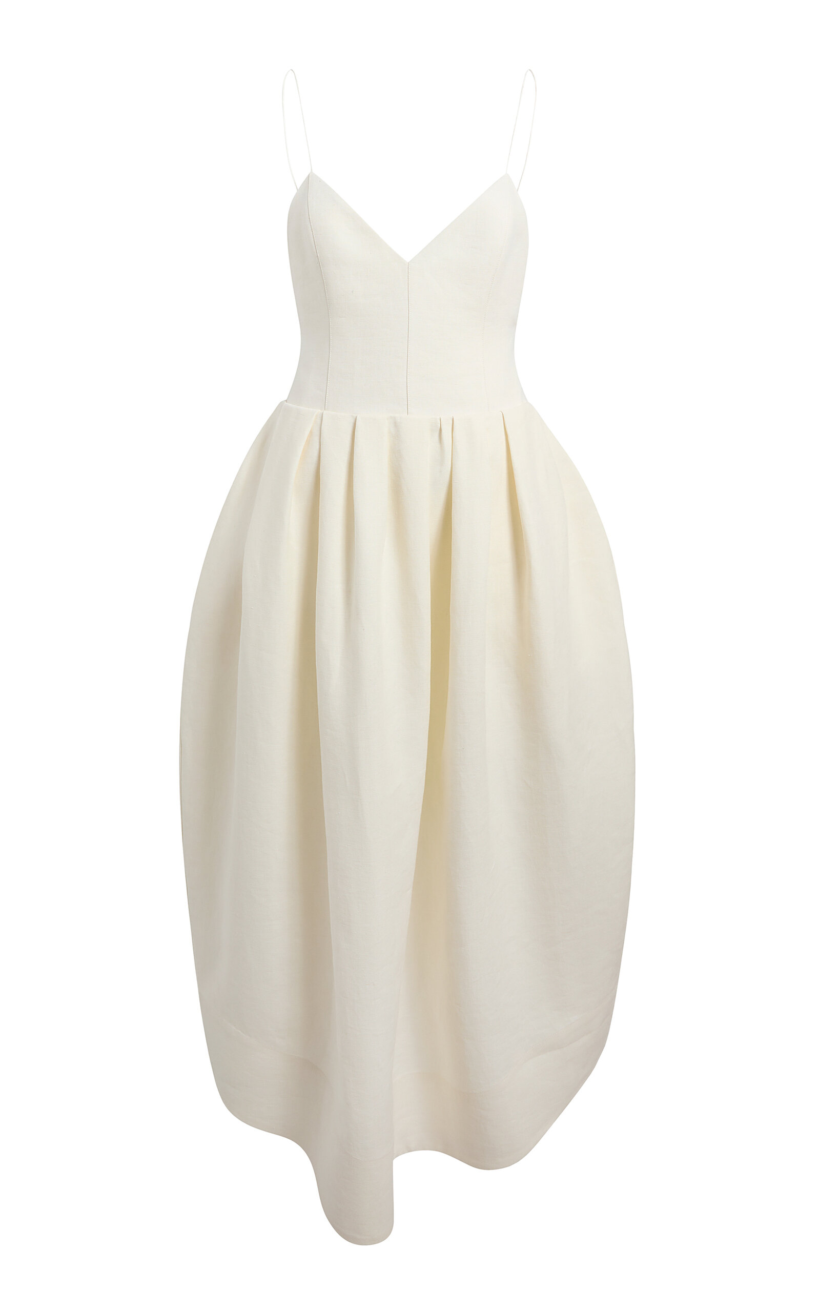 Khaite Colette Sleeveless Linen Midi Dress