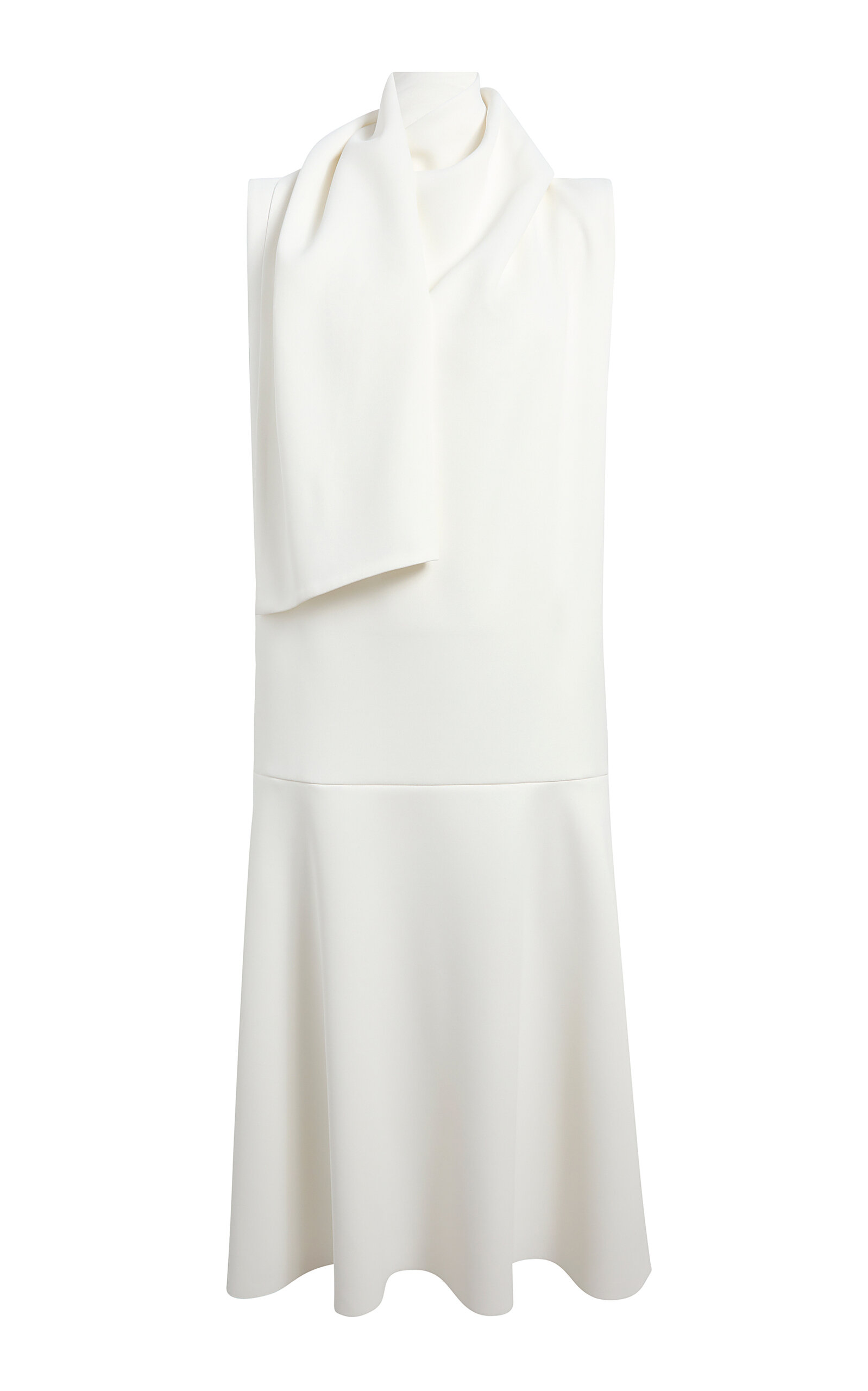 Khaite Loell Draped Crepe-Satin Midi Dress