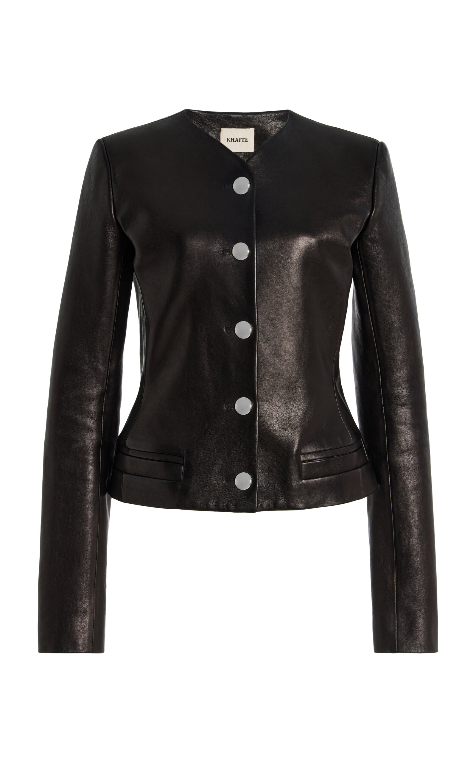 Khaite Nara Tailored Leather Jacket In Black
