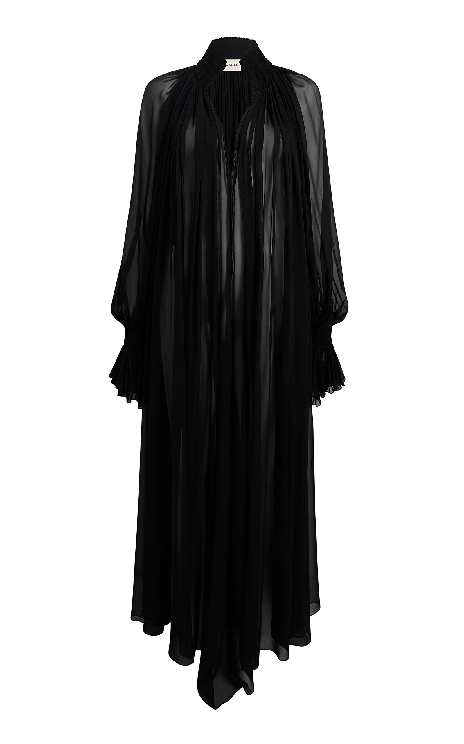 Khaite Edgar Pleated Silk-Chiffon Maxi Dress