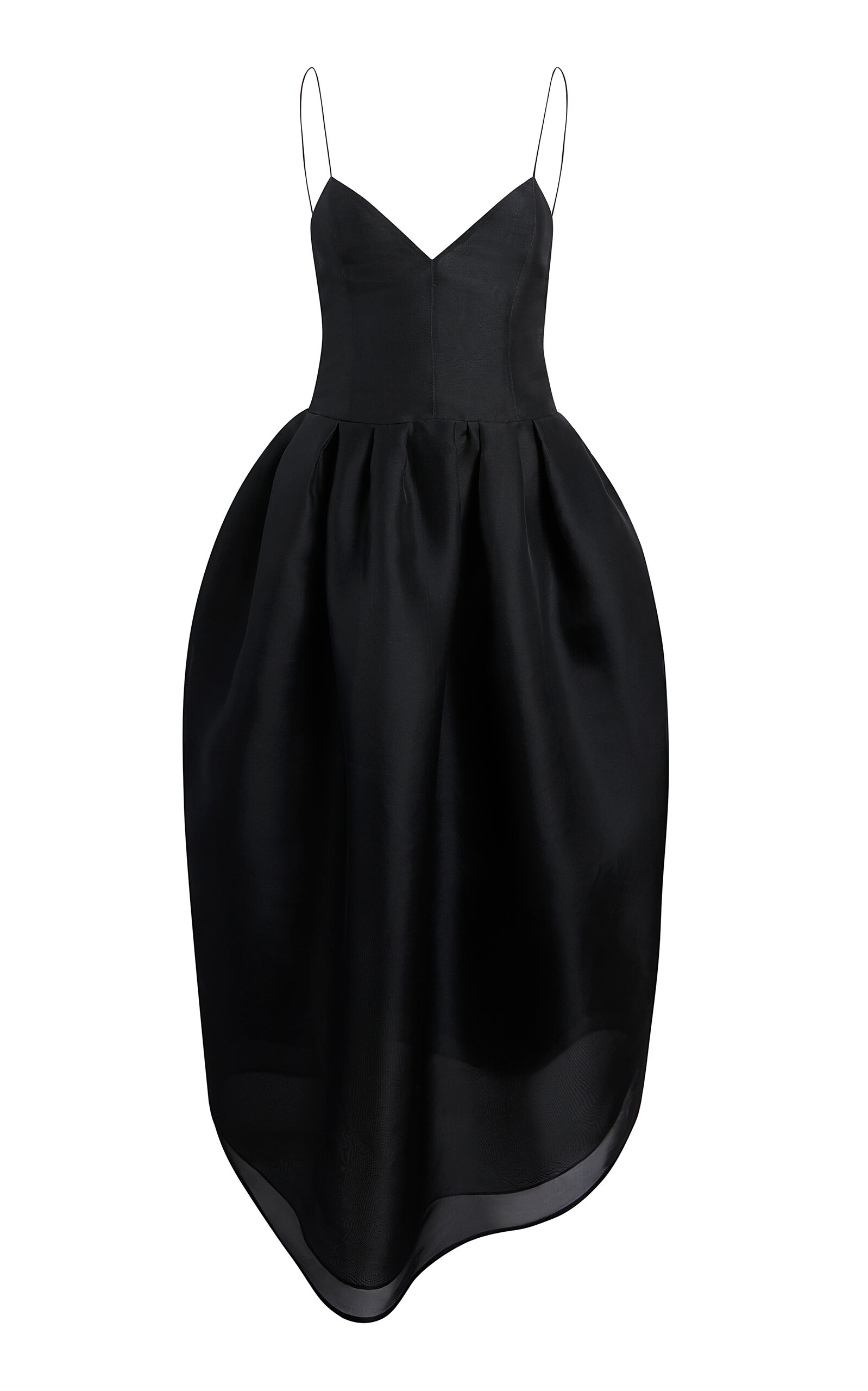 Khaite Colette Sleeveless Shantung Organza Midi Dress
