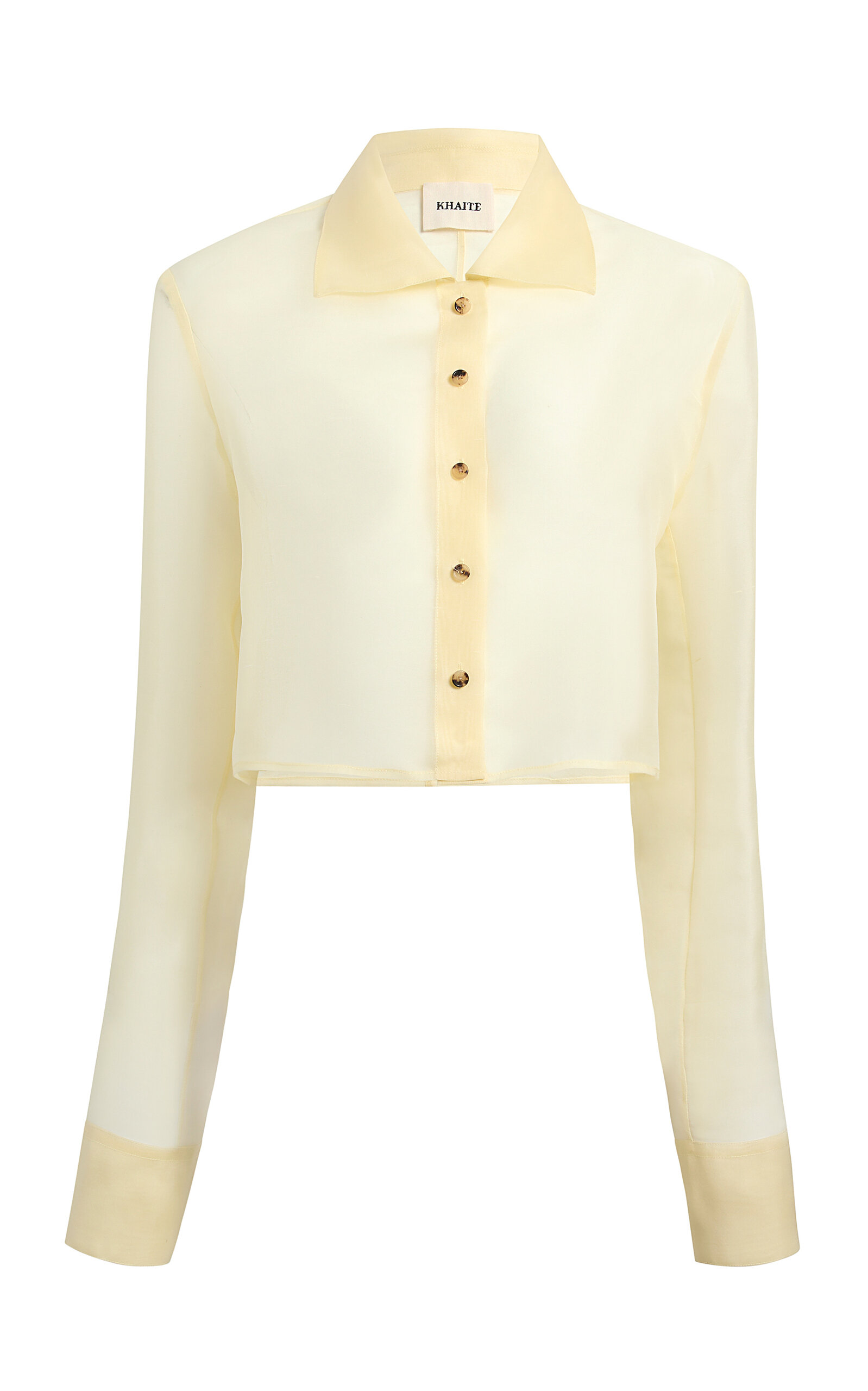 Khaite Jasen Shantung-Organza Cropped Shirt