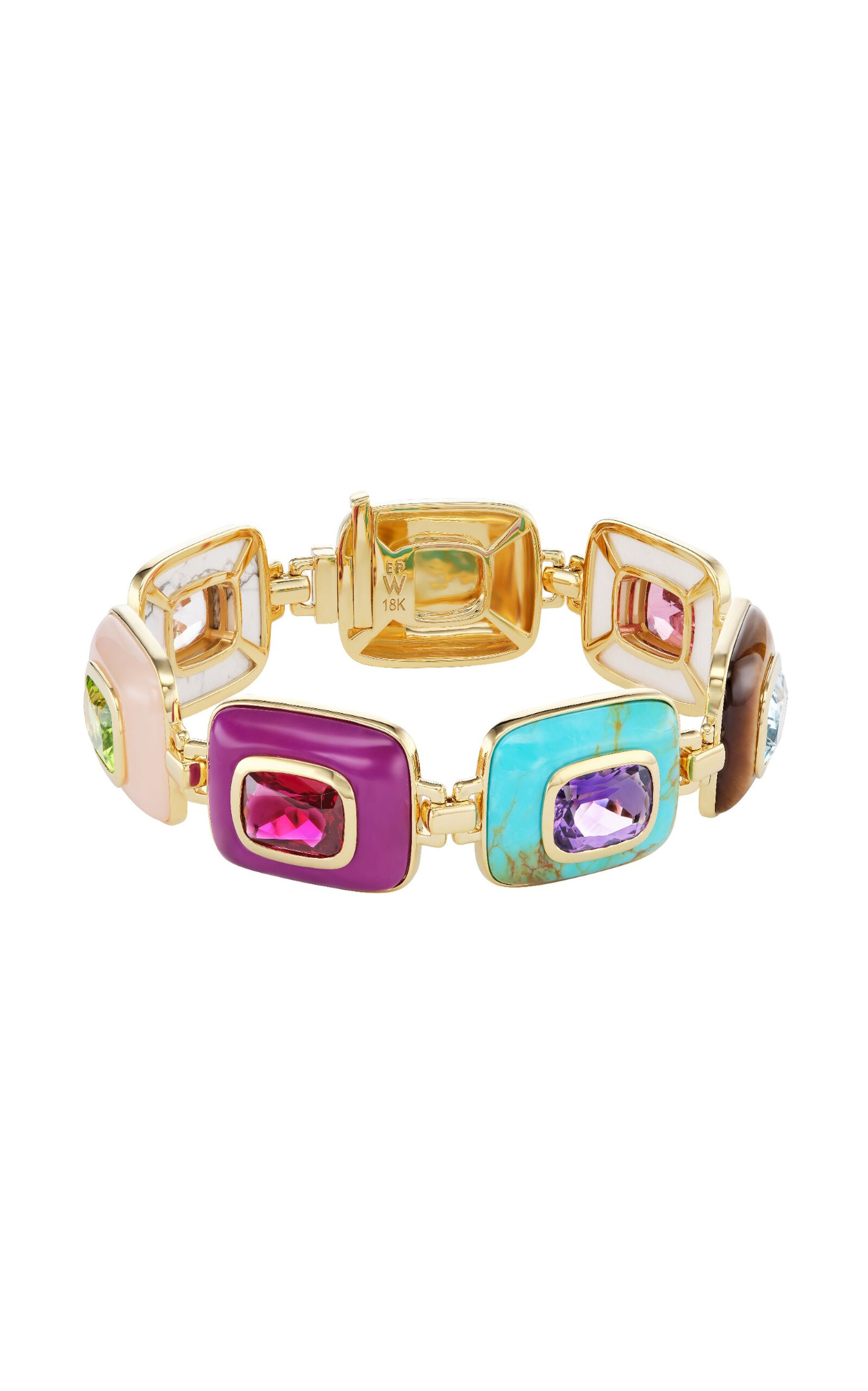 Patchwork 18K Yellow Gold Multi-Stone Bracelet