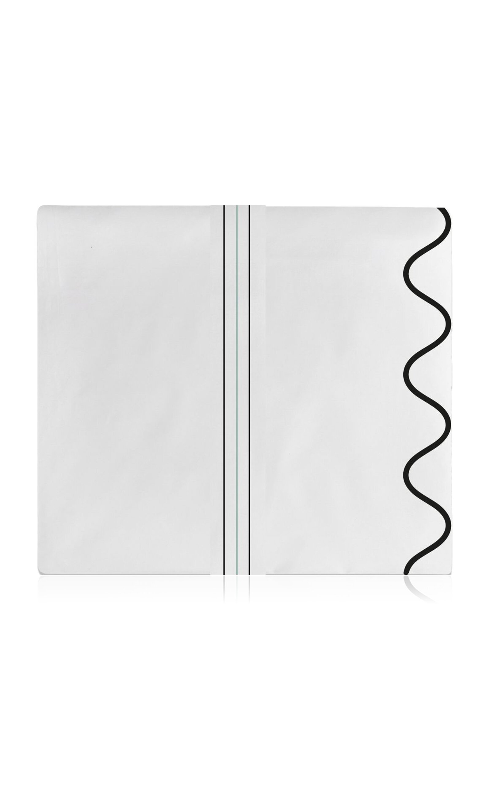 The Lino 3 Lines And Waves Cotton Percal King Top Sheet In Green