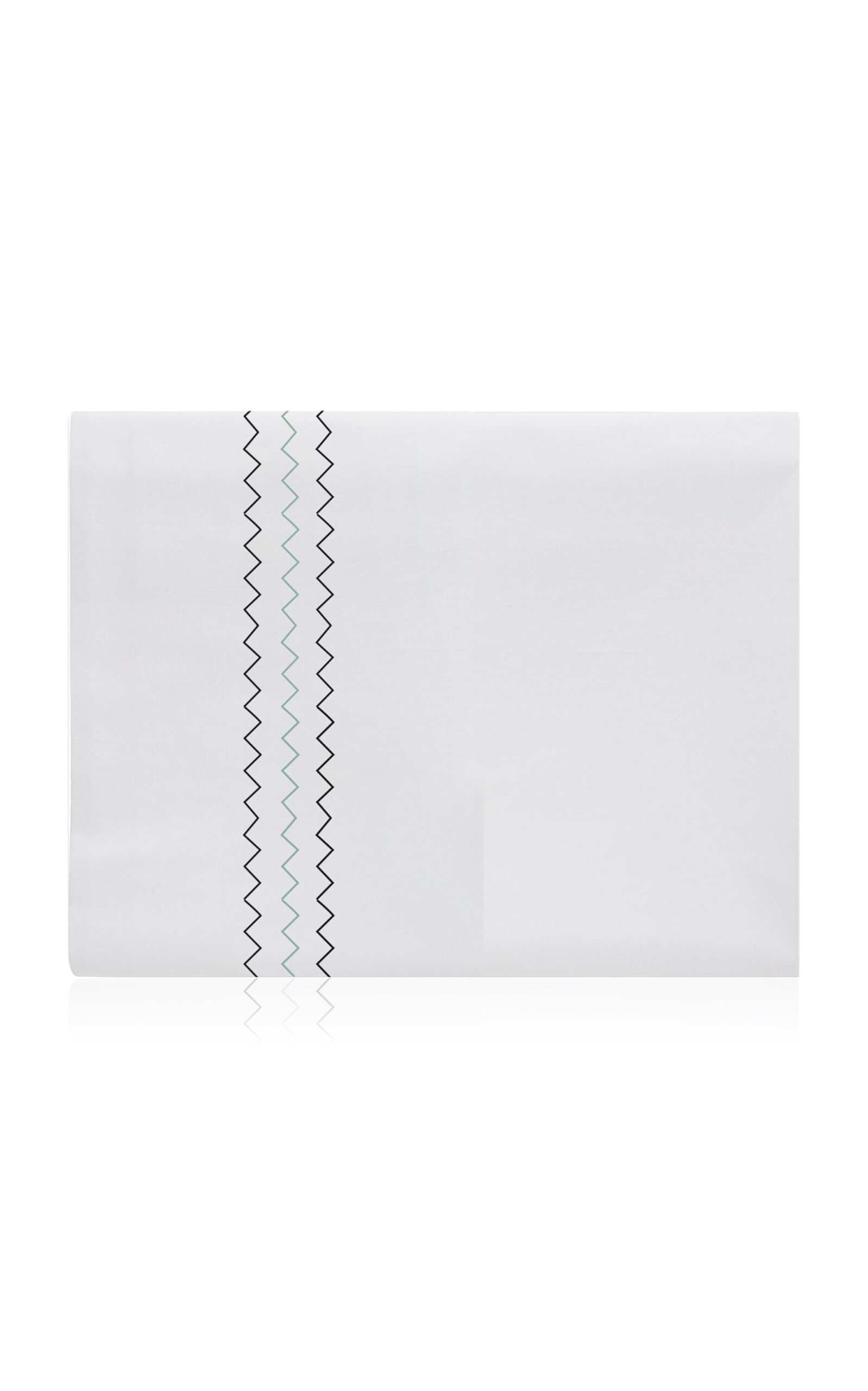 The Lino Zig Zag Cotton Percal King Top Sheet In Green