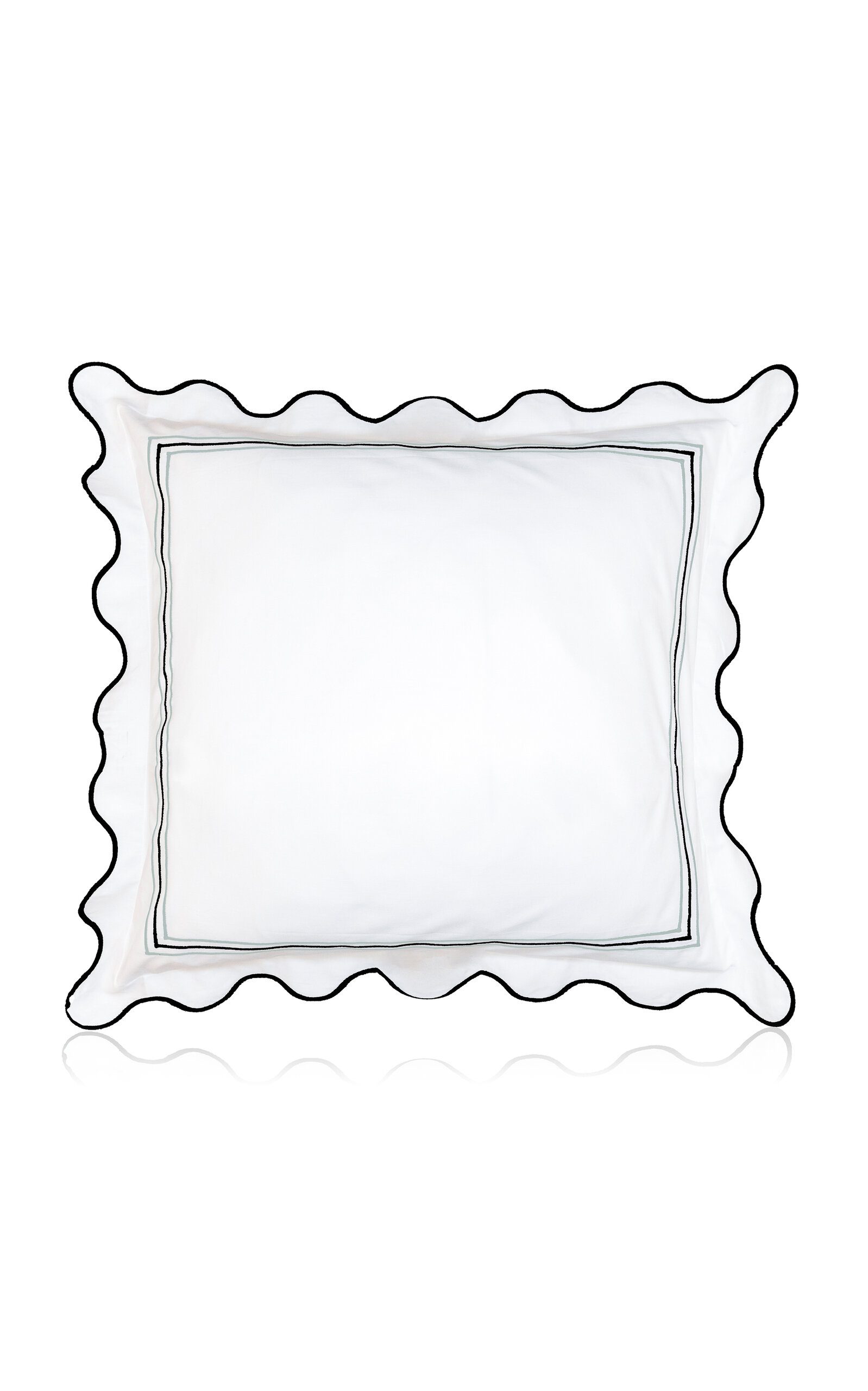 The Lino 3 Lines And Waves Cotton Percal Standard Pillowcases In Green