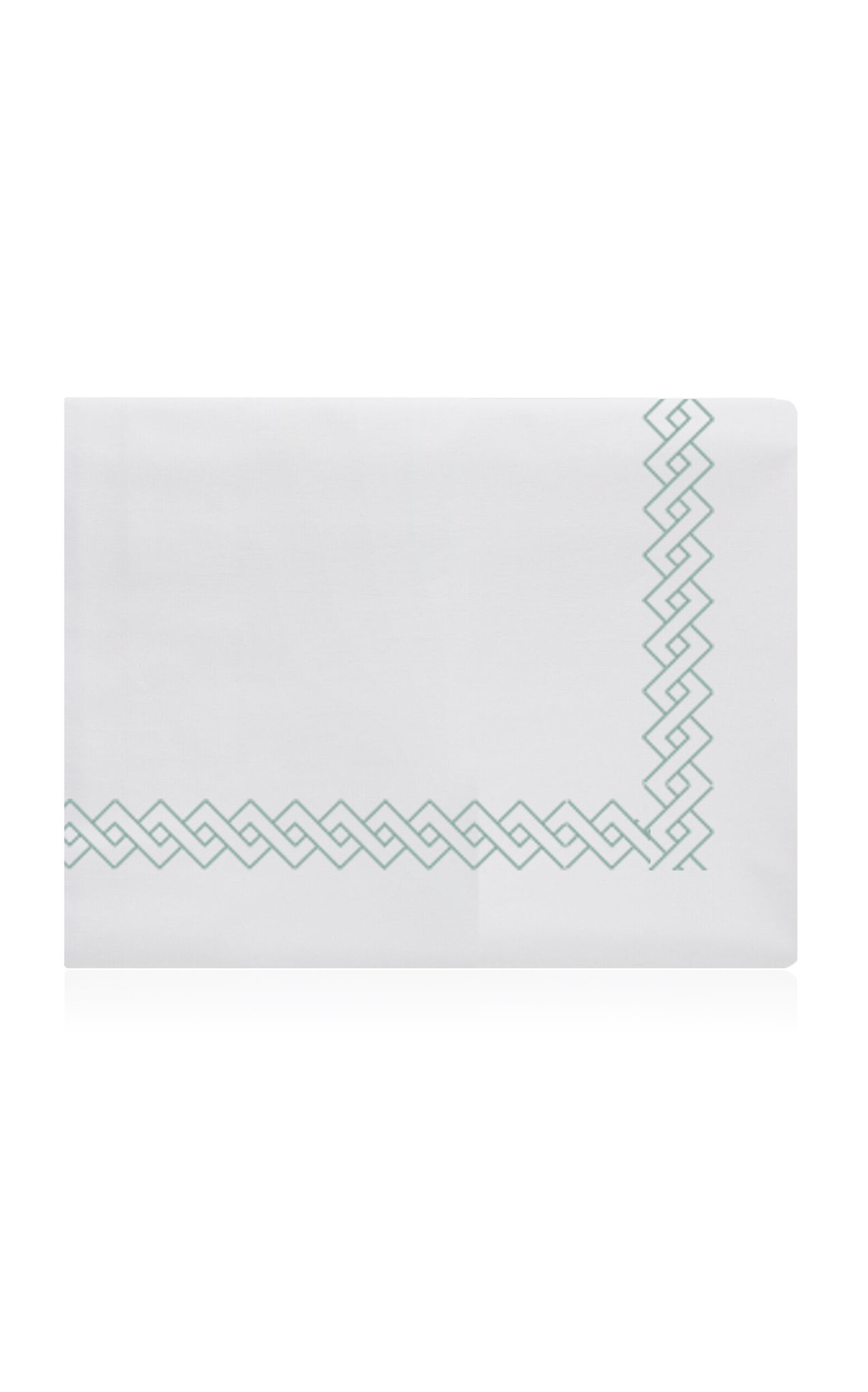 The Lino 3 Lines And Waves Cotton Percal Queen Duvet In Green