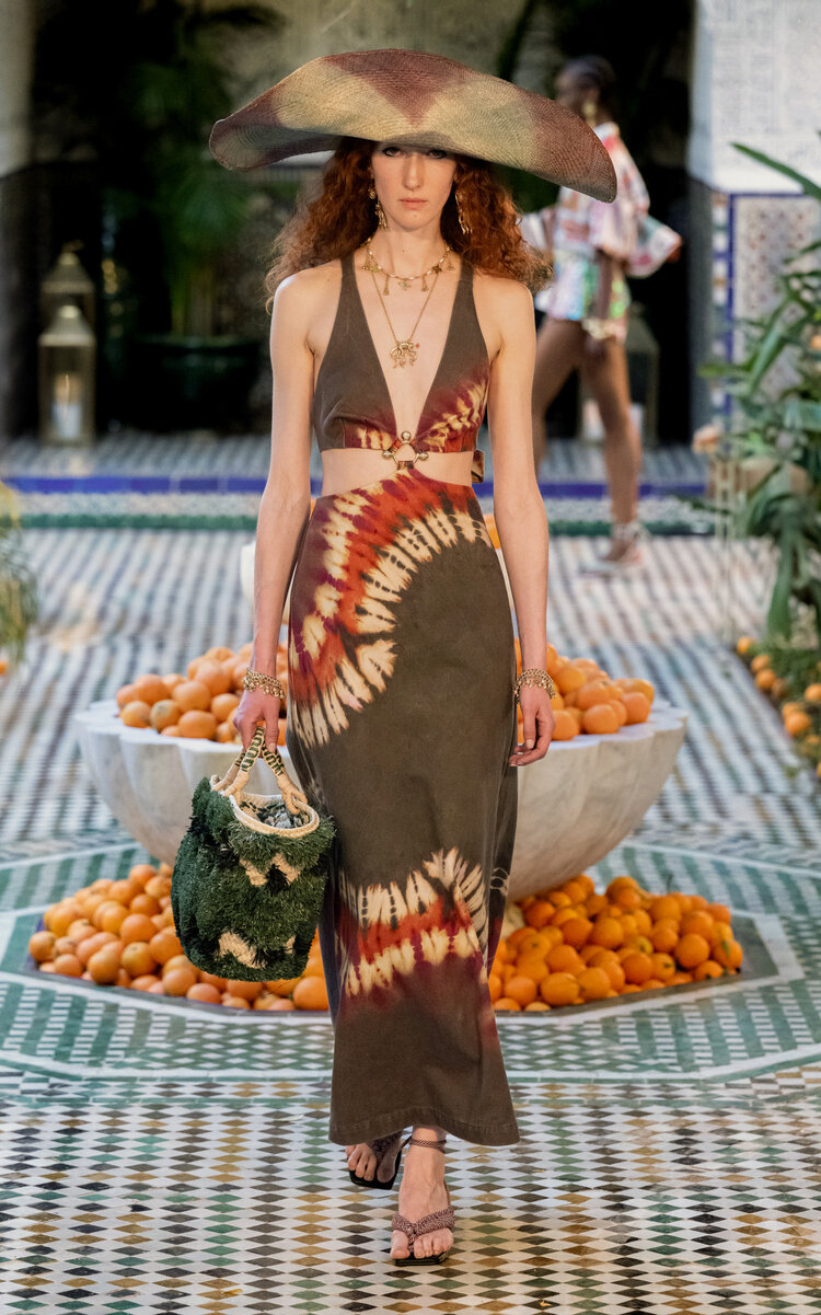 ALÉMAIS Marilyn Tie-Dyed Denim Midi Dress