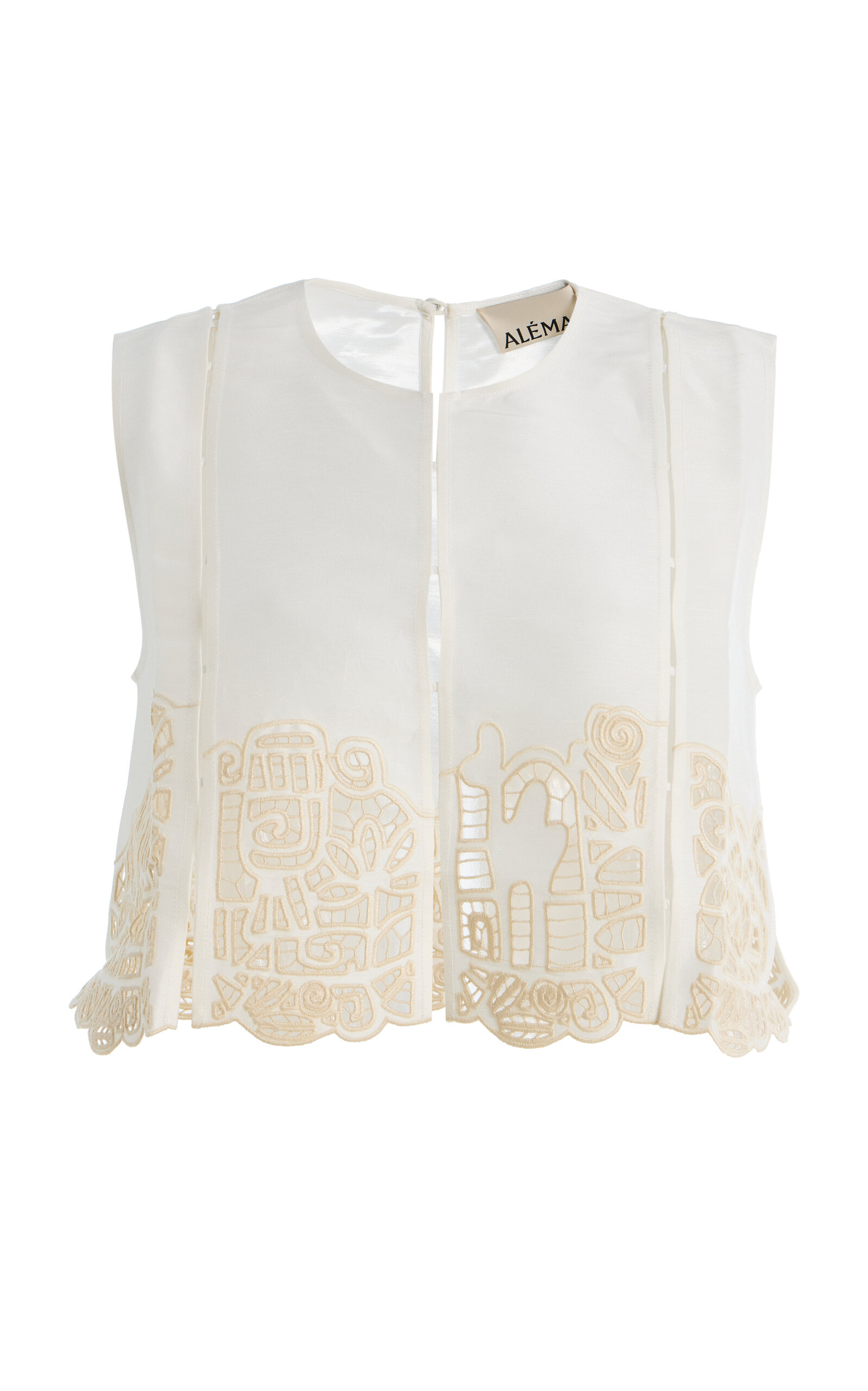 ALÉMAIS Rosemary Embroidered Linen-Blend Top