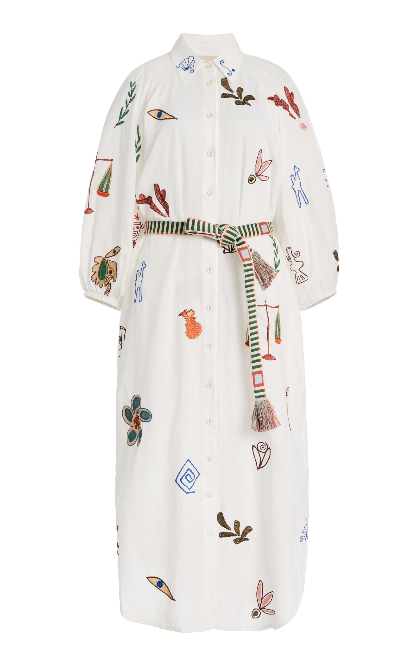 ALÉMAIS Mina Embroidered Midi Shirt Dress