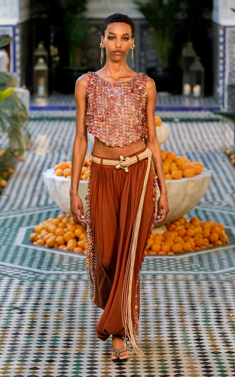 ALÉMAIS Babette Embellished Silk Georgette Pants