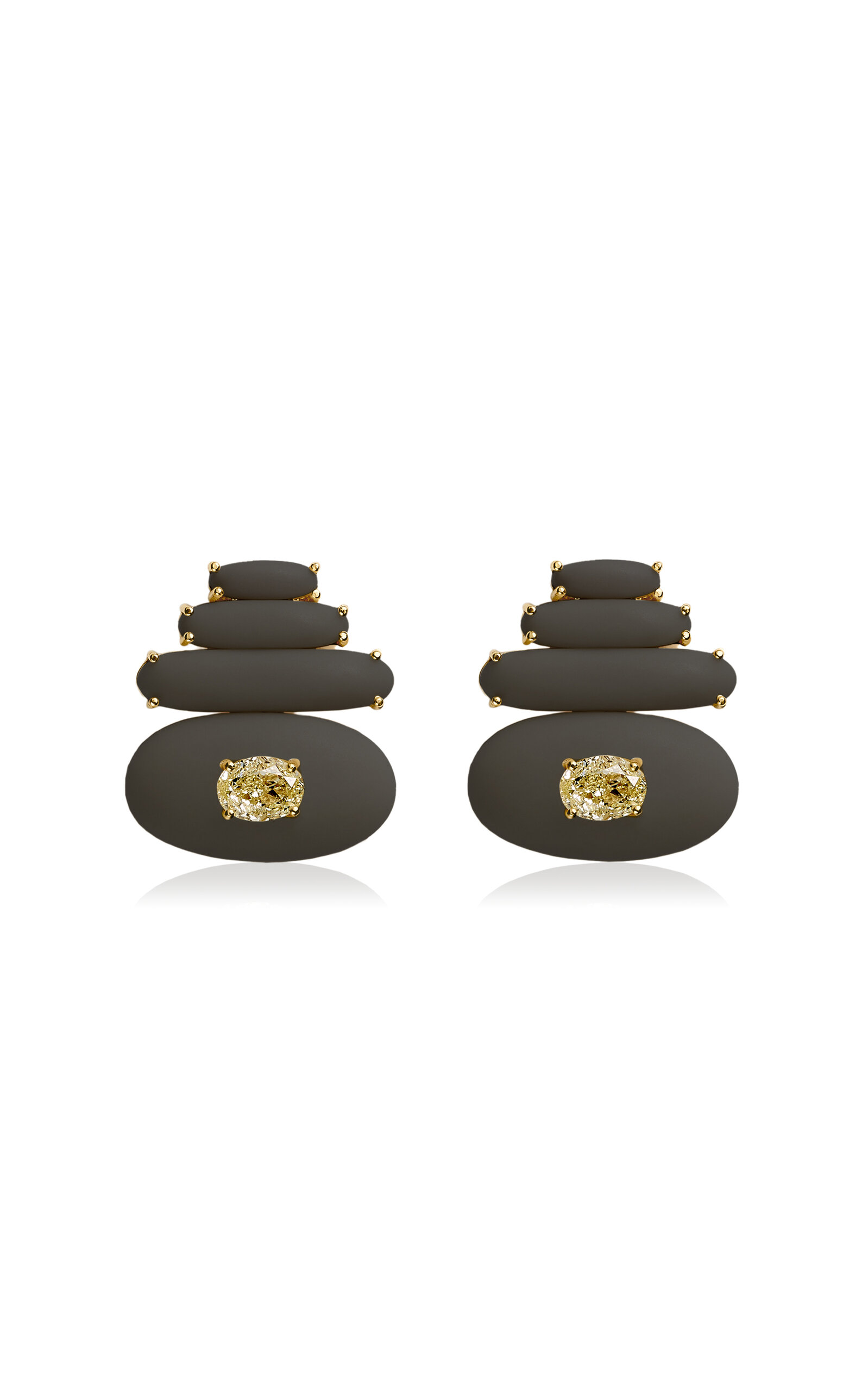 18k Yellow Gold Balance Earrings Black
