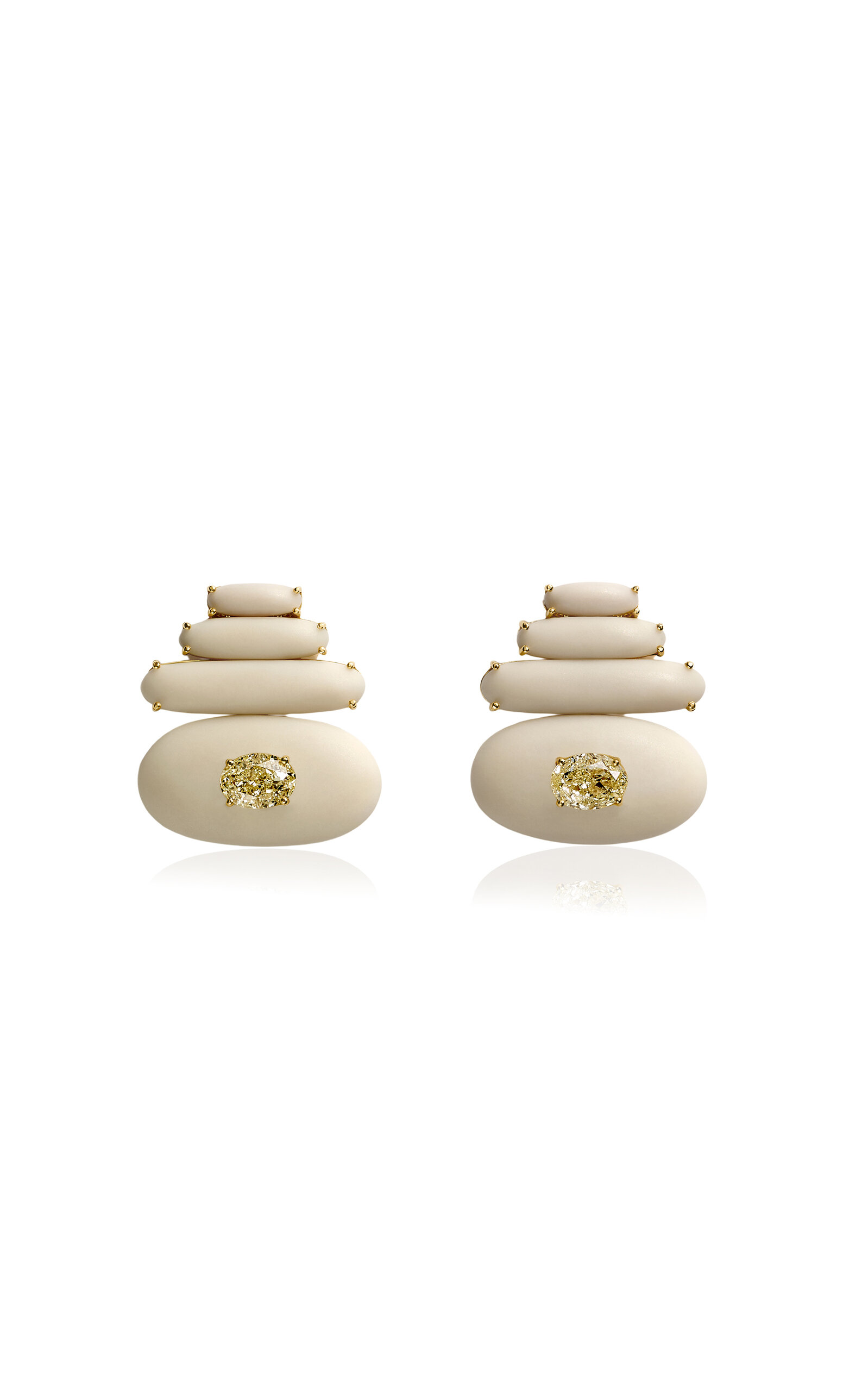 18k Yellow Gold Balance Earrings White