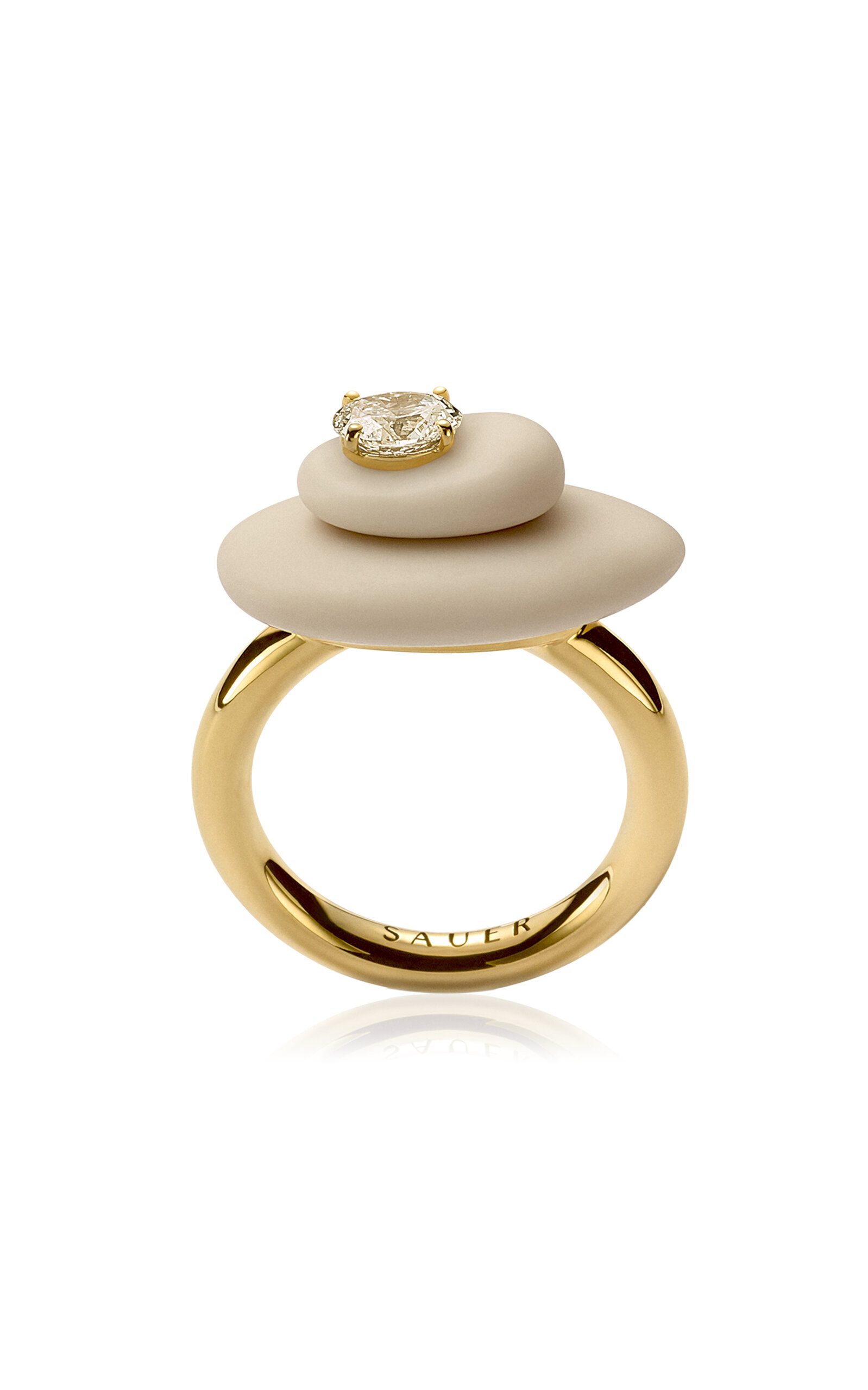18k Yellow Gold Balance Ring White