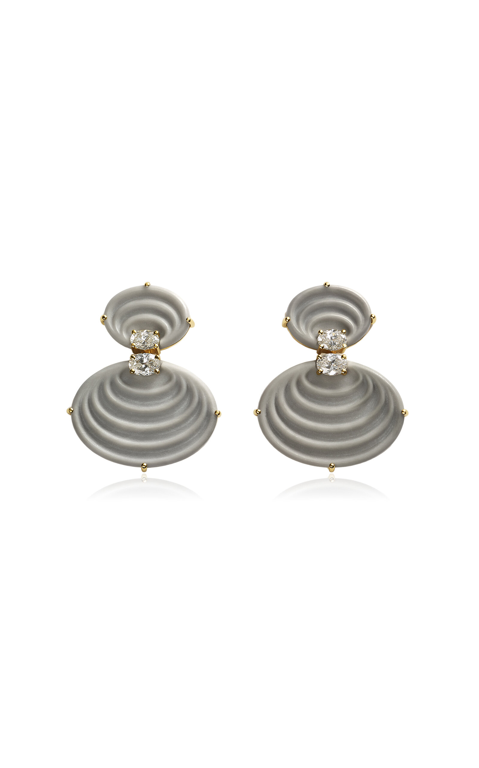 18k Yellow Gold Mizu Earrings Grey