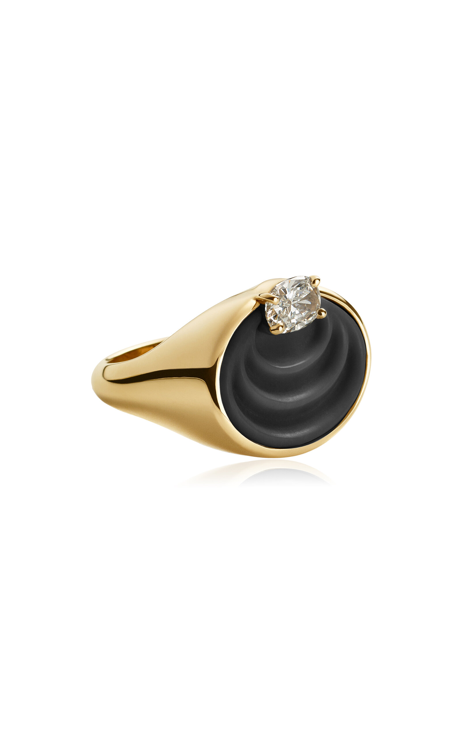 18k Yellow Gold Mizu Ring Black