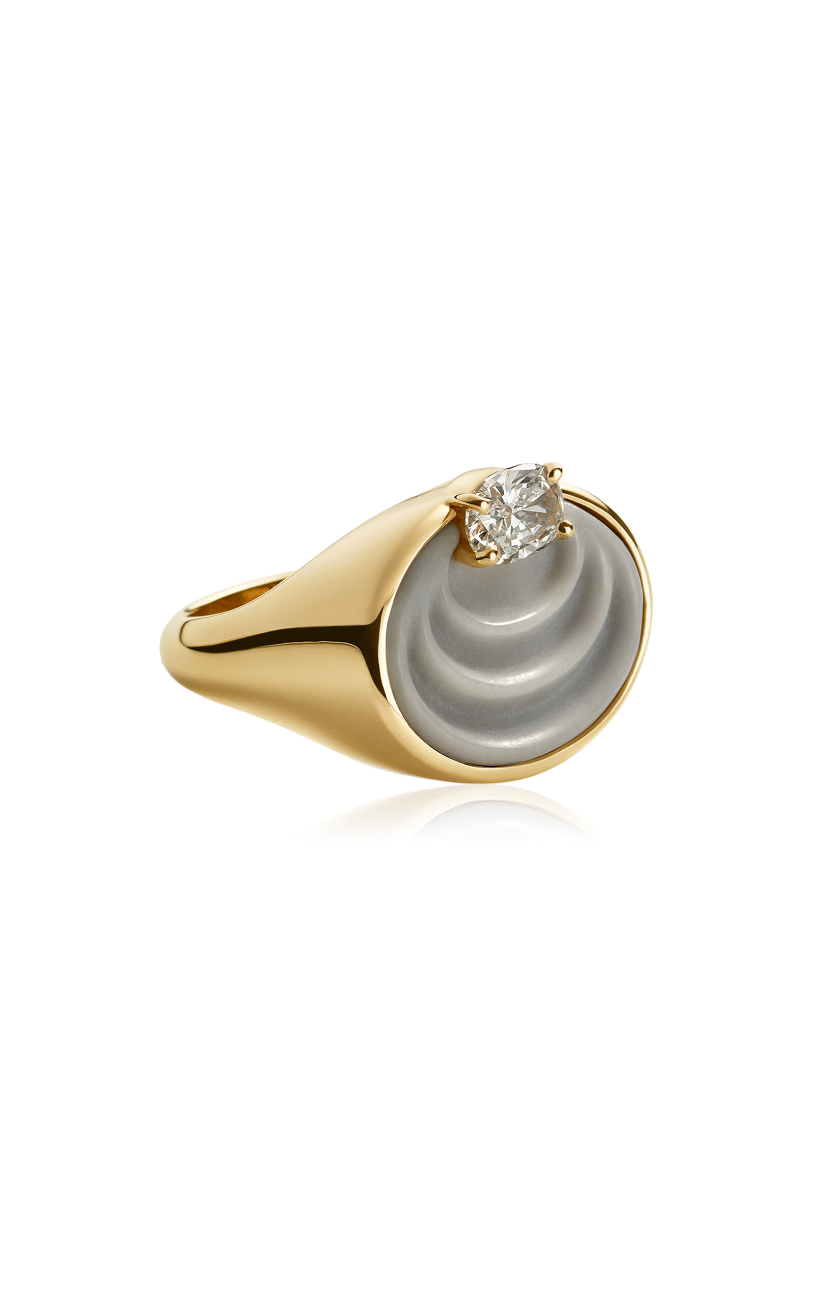 18k Yellow Gold Mizu Ring Grey