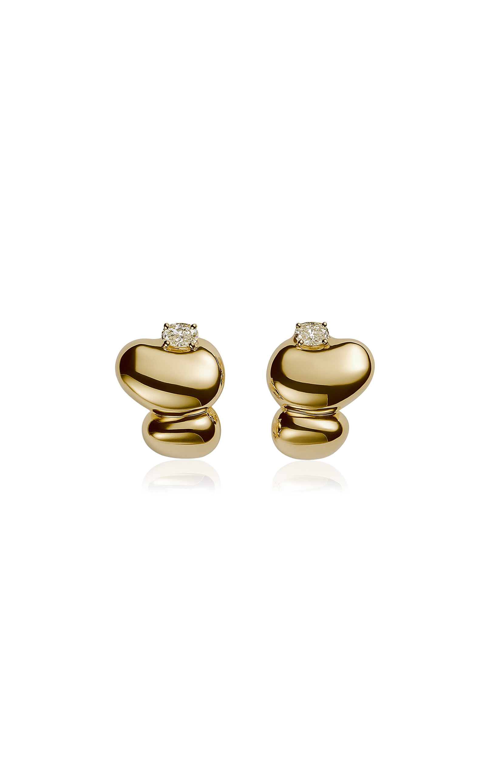 18k Yellow Gold Pebbles Earrings Diamonds