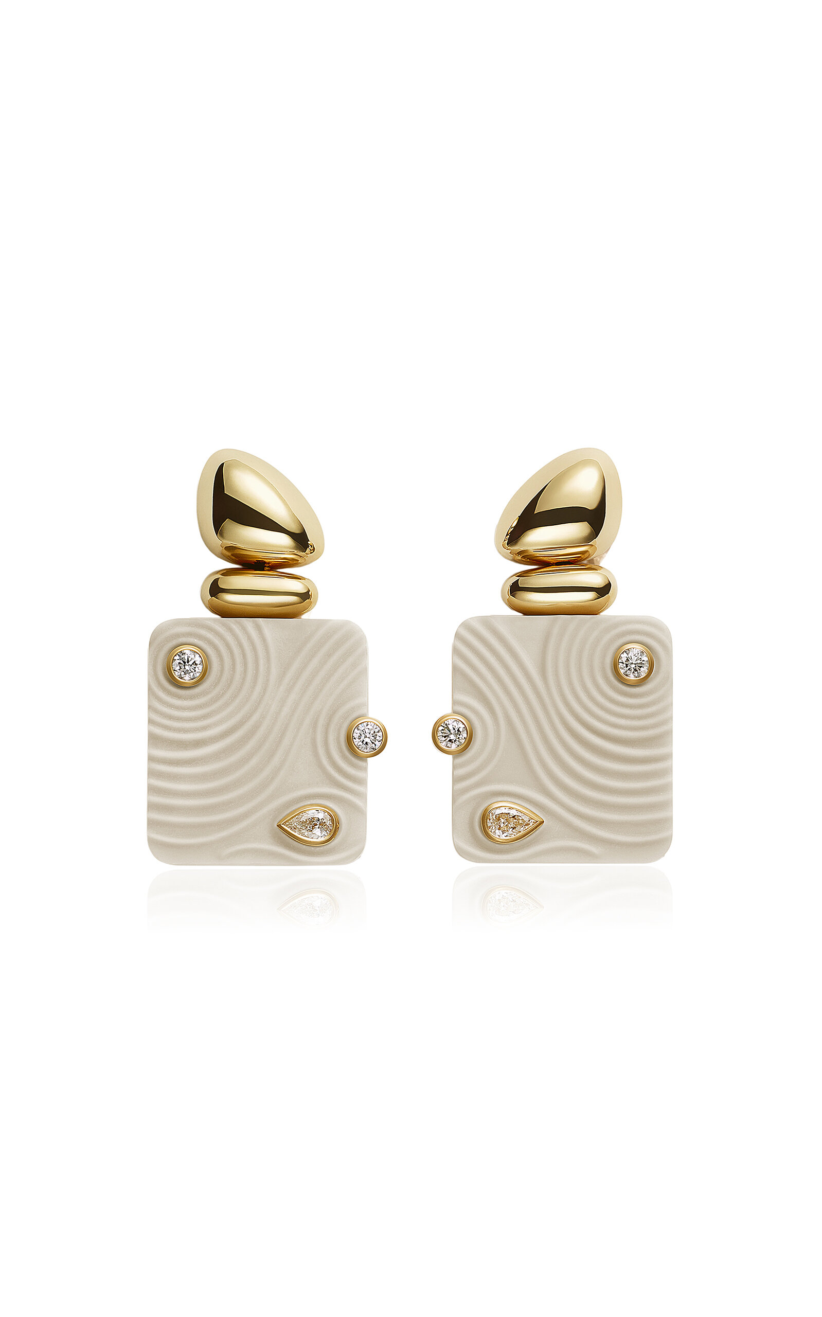 18k Yellow Gold Zen Garden Earrings