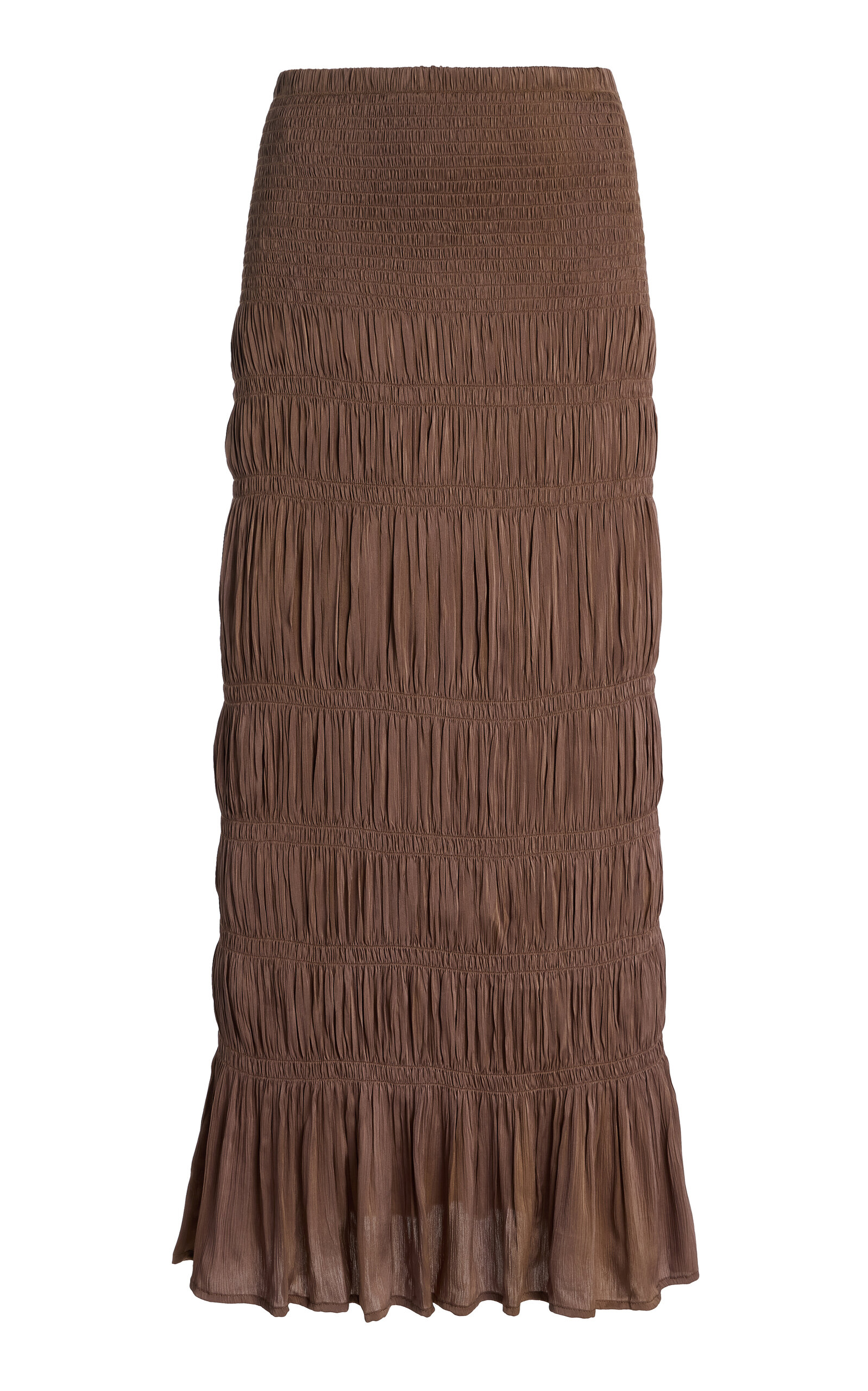 By Malene Birger Ilona Smocked Satin Maxi Skirt