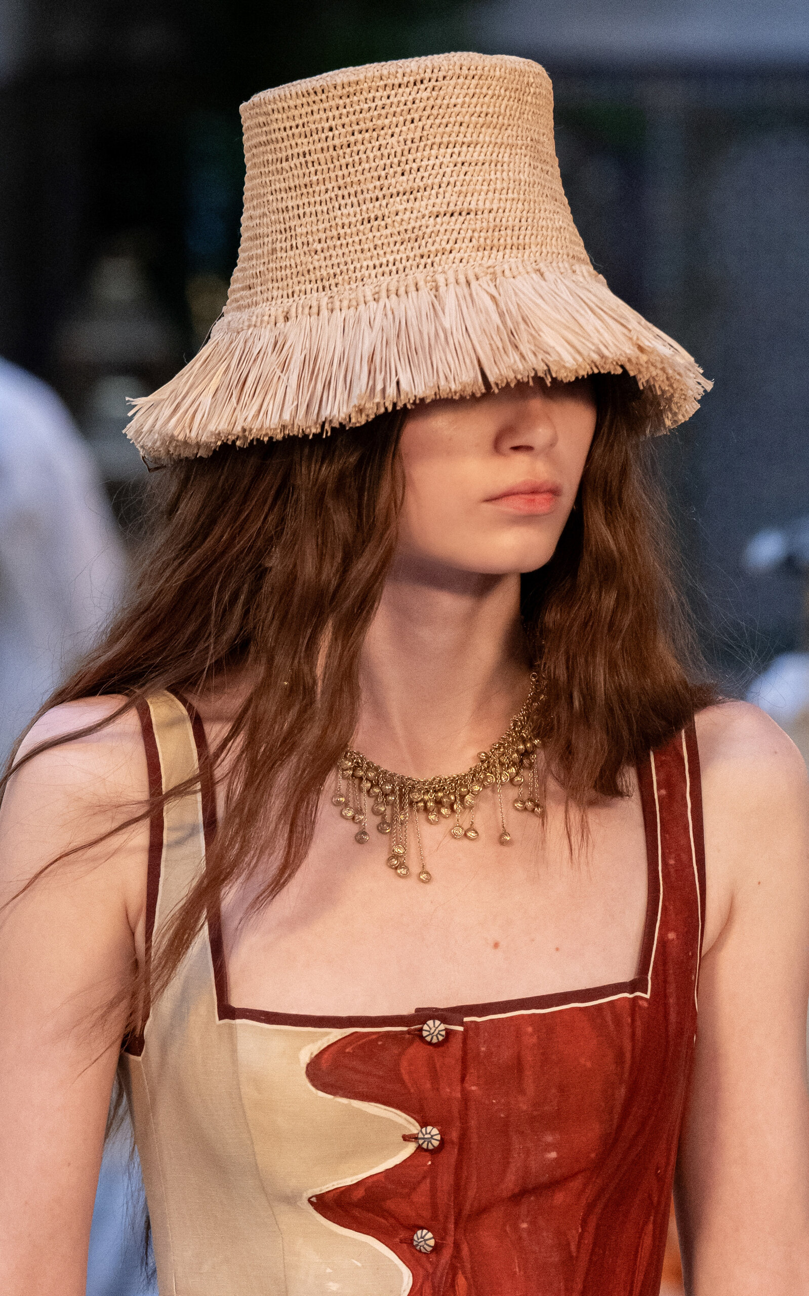 ALÉMAIS Michelle Raffia Fringed Bucket Hat