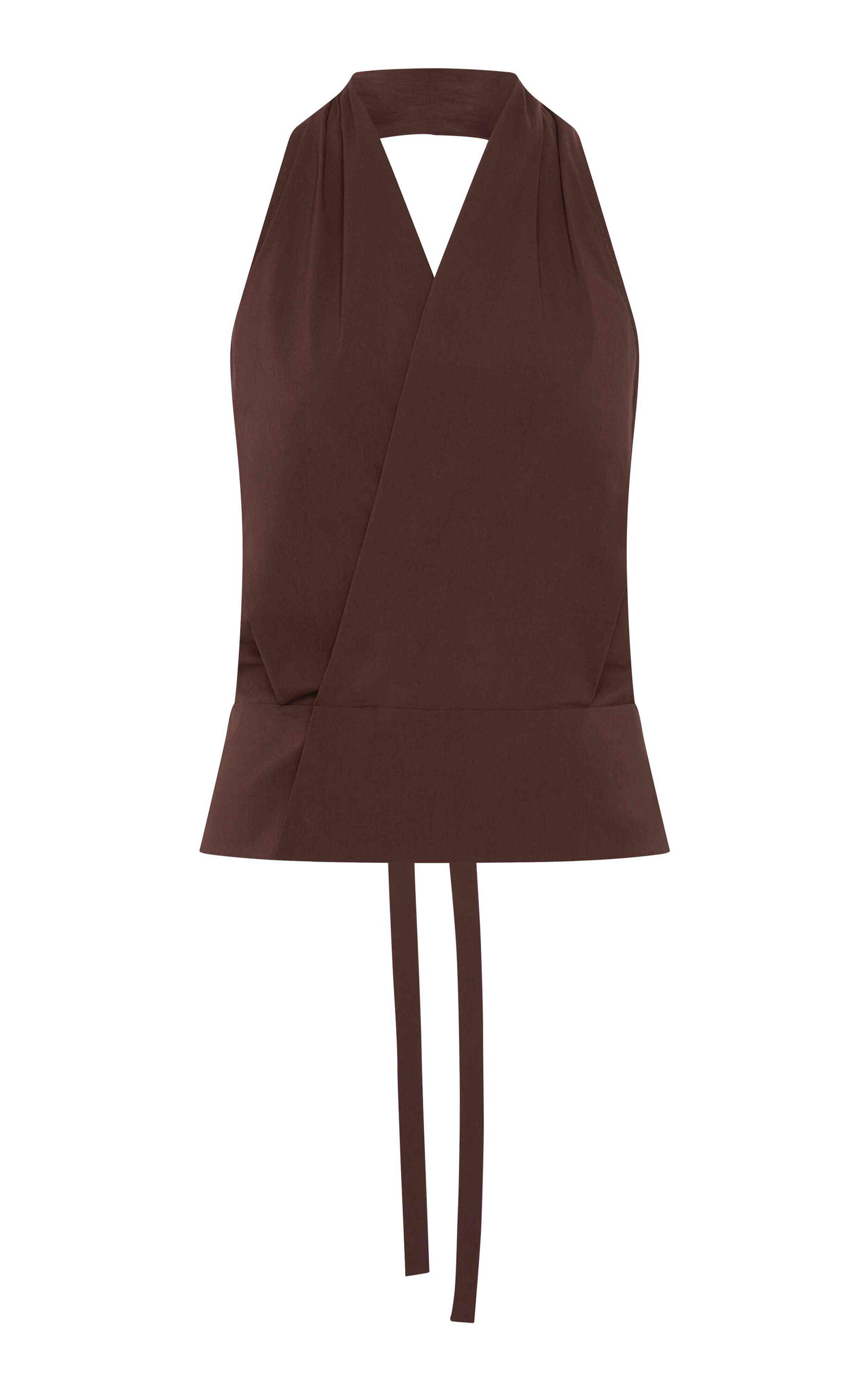 Wrap Cotton-Blend Halter Top
