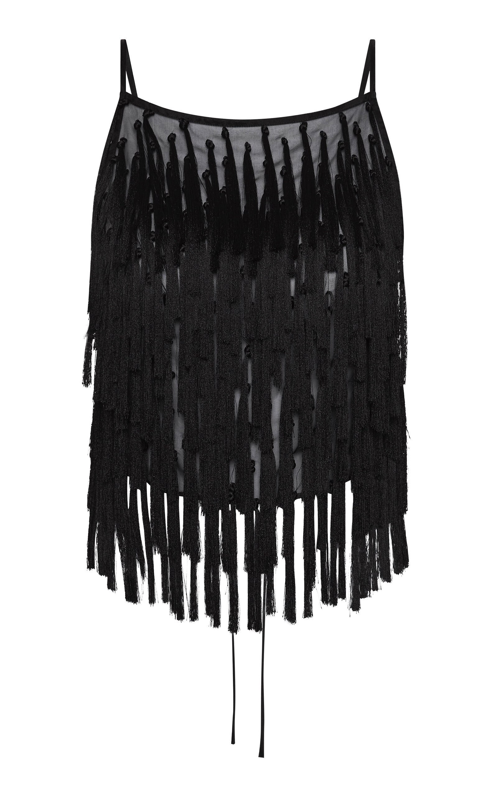 St. Agni Tasseled Silk Open-Back Top
