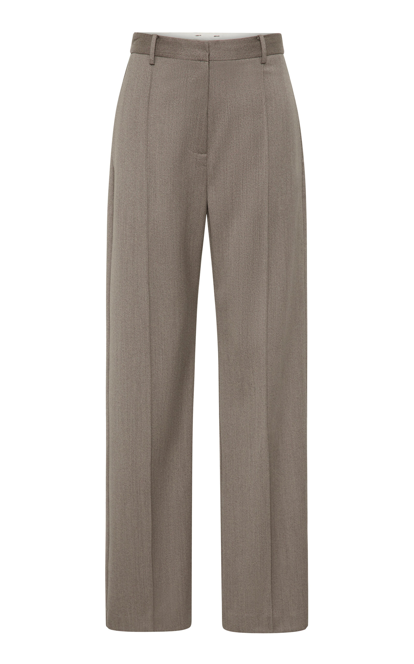 Pintucked Wool-Blend Straight-Leg Pants