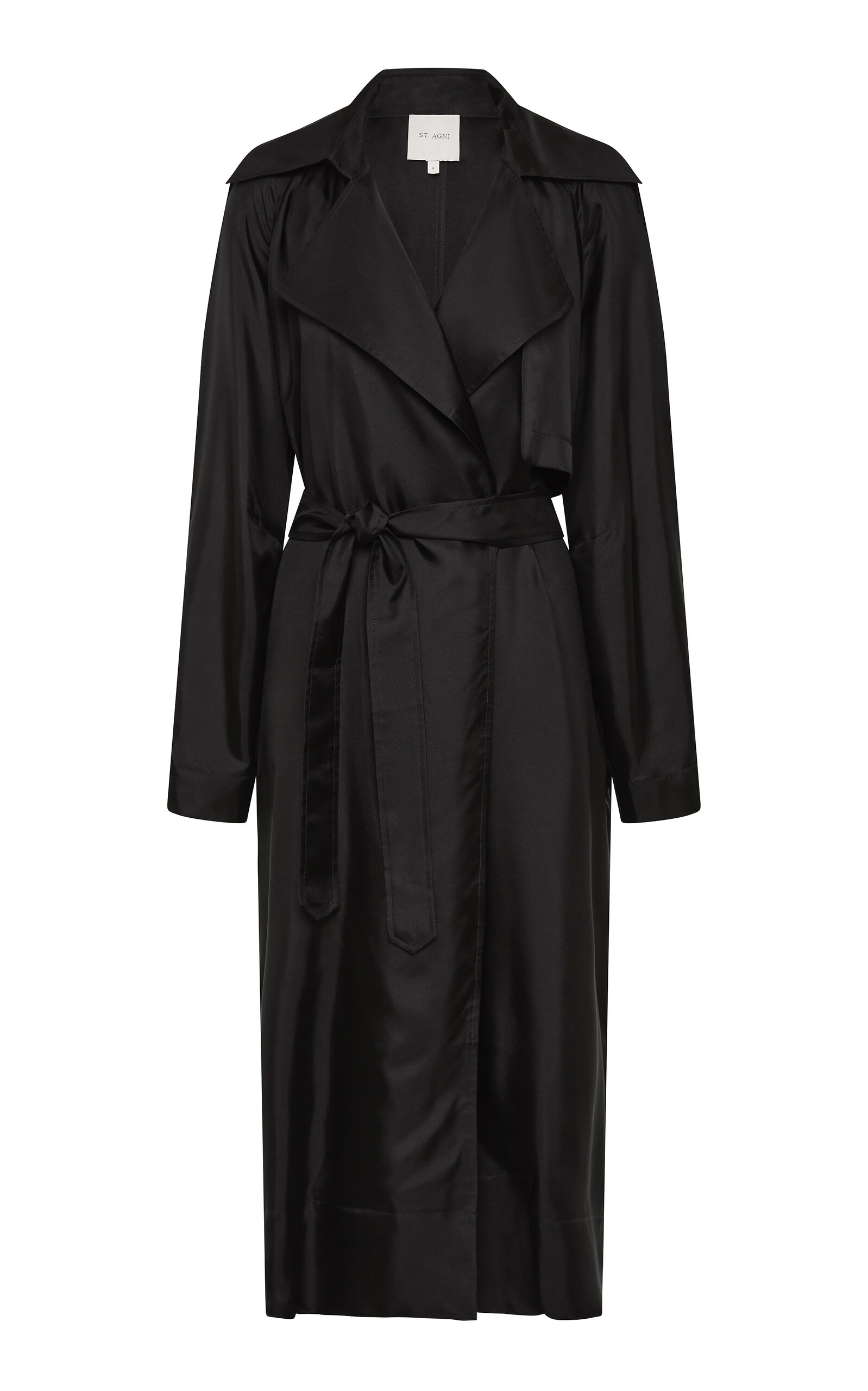 Relaxed Silk-Twill Trench Coat
