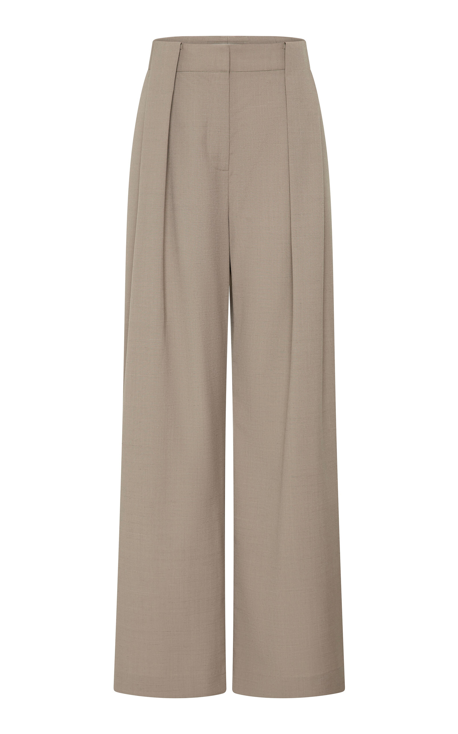 Pleated Wool-Blend Wide-Leg Pants