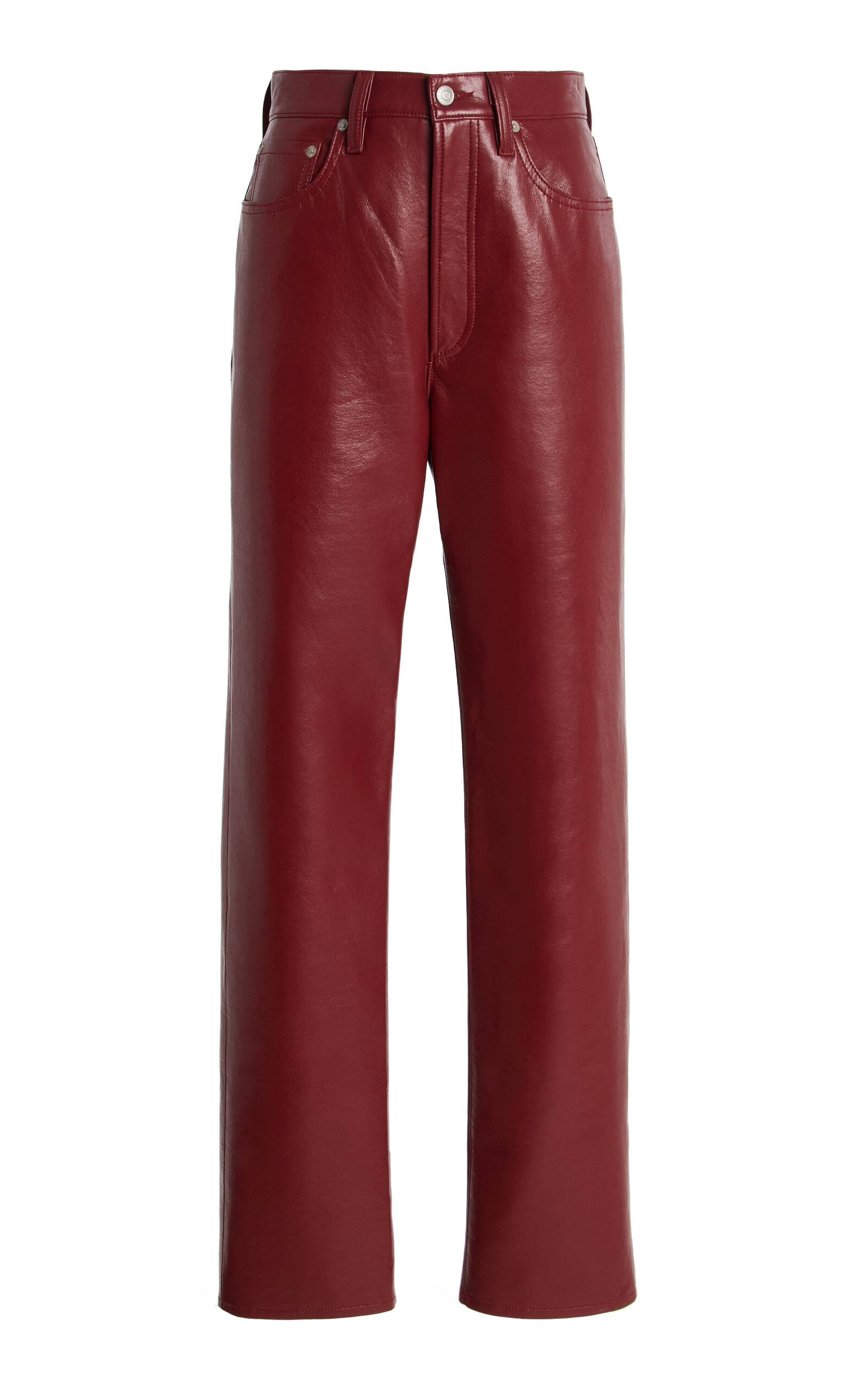 Agolde Leather 90's Pinch Waist Long In Red