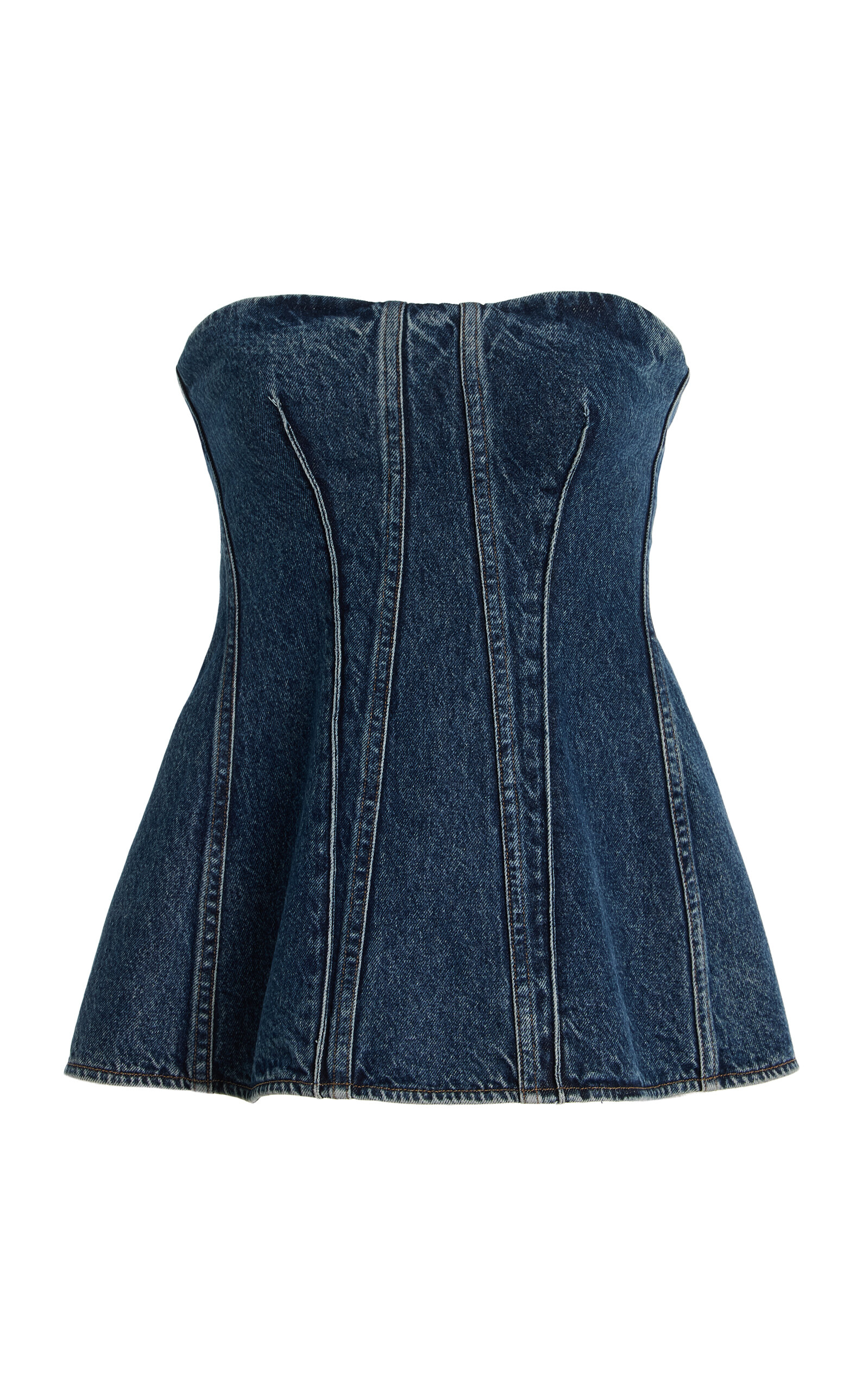 Agolde Lara Denim Corset Top - Women's Clothing