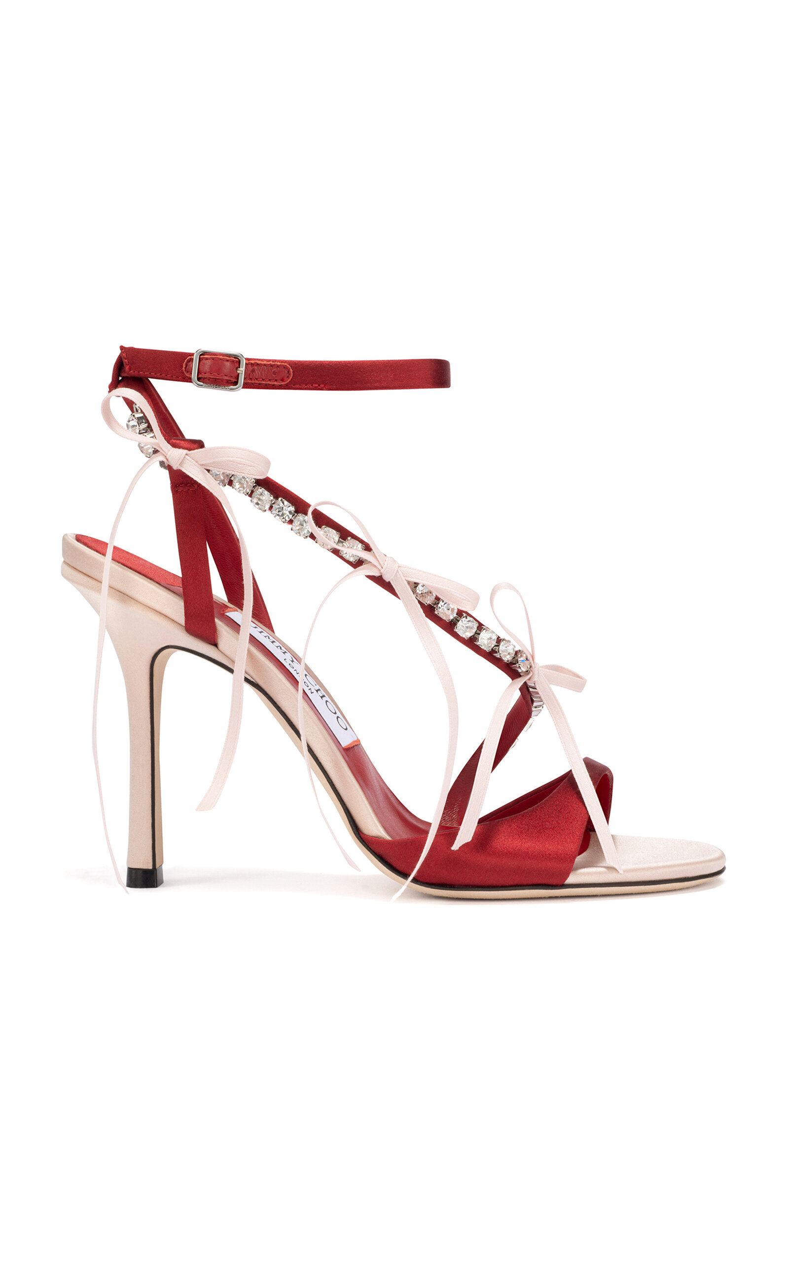 Jimmy Choo Lula Embellished Satin Sandals In Red