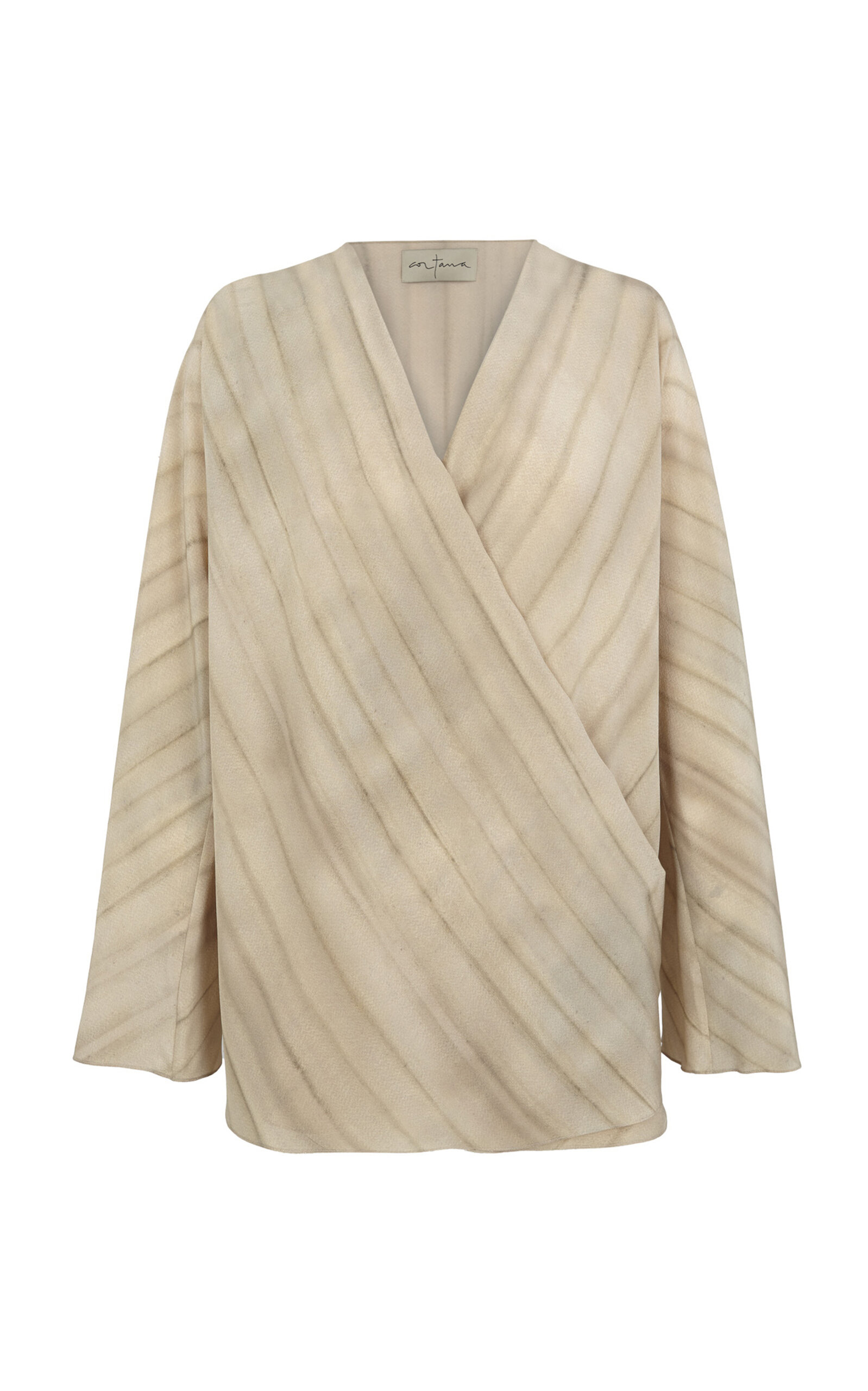 Fedra Striped Silk Wrap Top