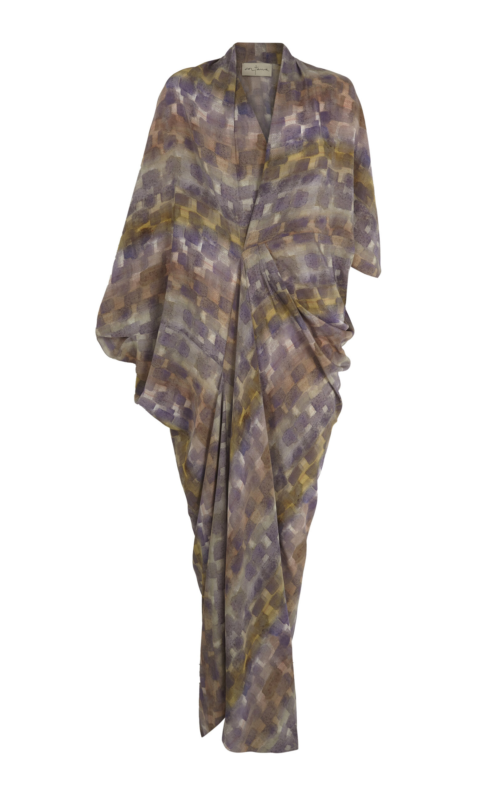 Cortana Mayu Draped Silk Maxi Dress