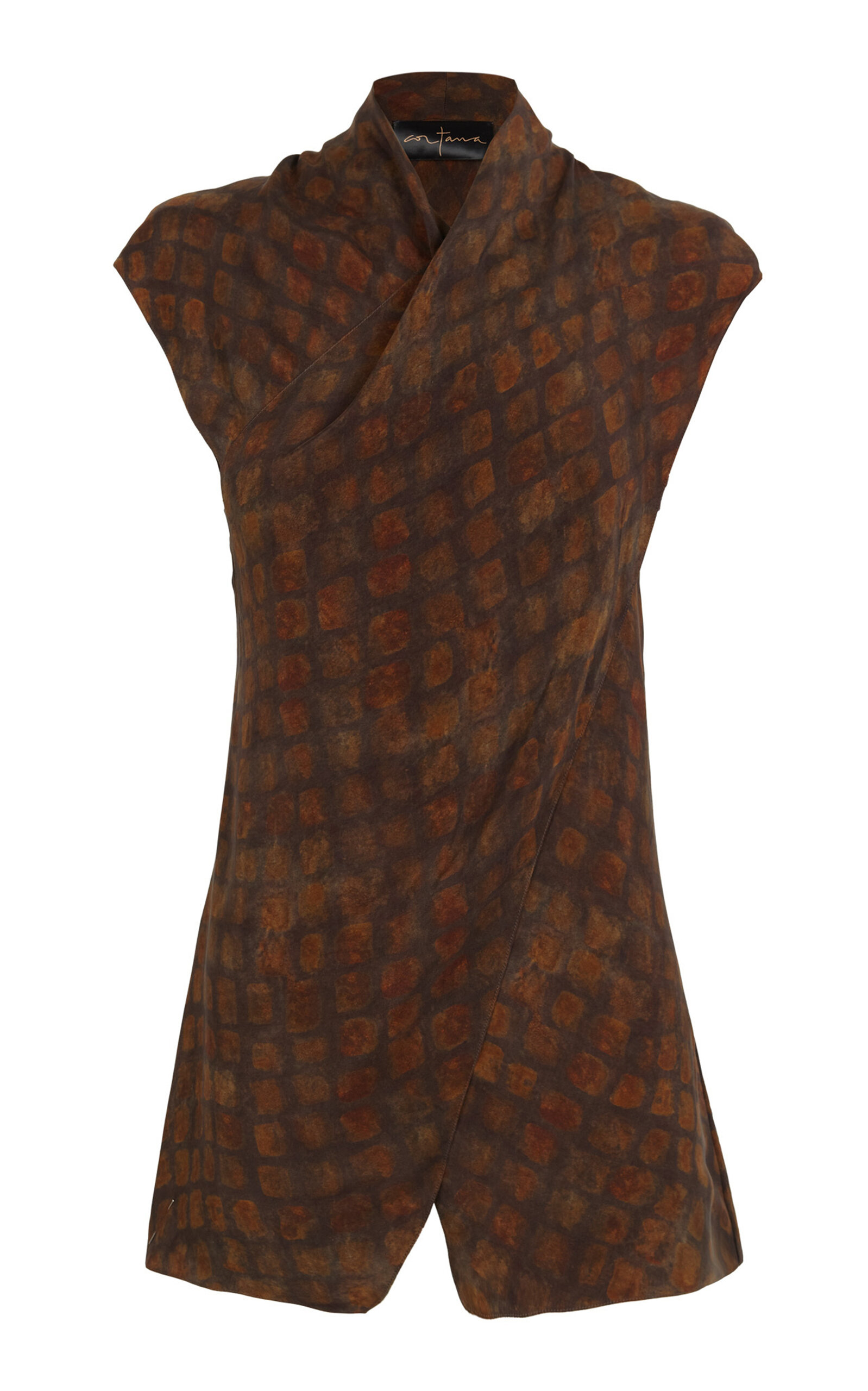 Cortana Cassiopea Printed Sleeveless Wrap Top