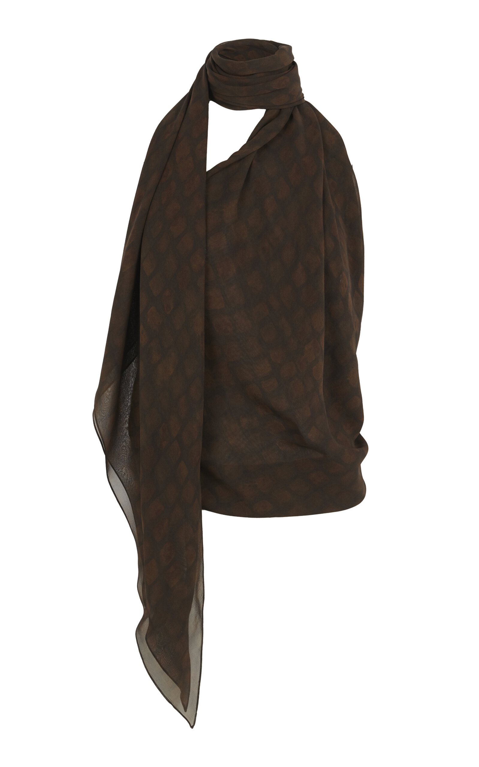 Cortana Copal Silk Neck-Scarf Top
