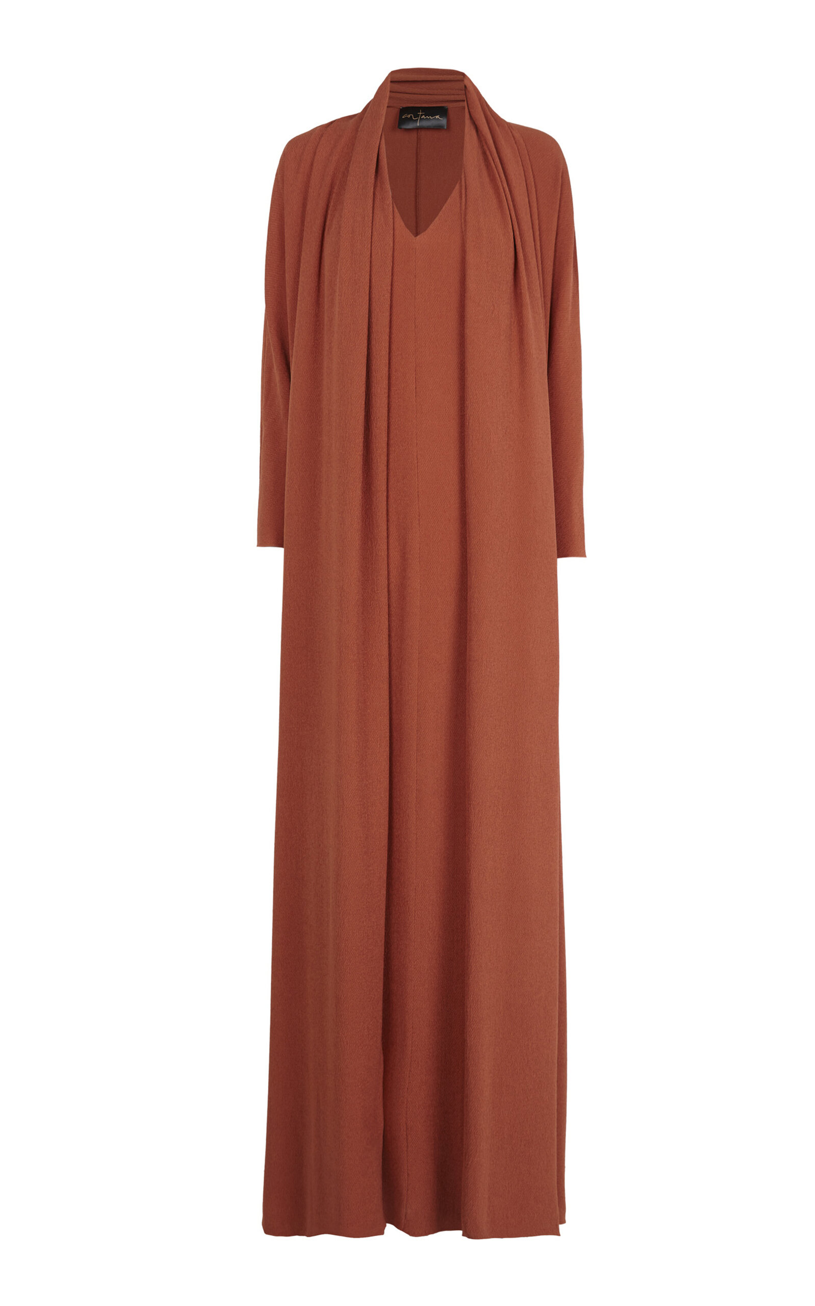 Niza Plunge Neck Silk-Blend Caftan Dress