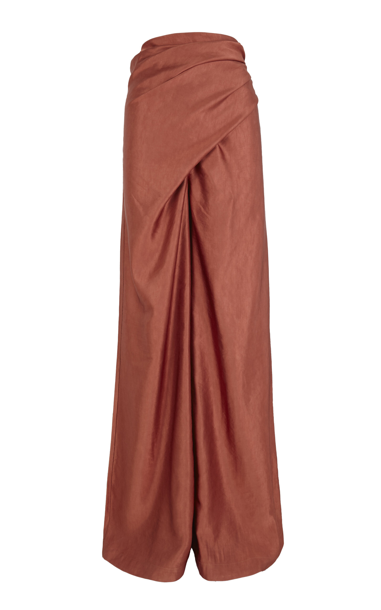 Cortana Glow Linen-Blend Wide-Leg Wrap Pants
