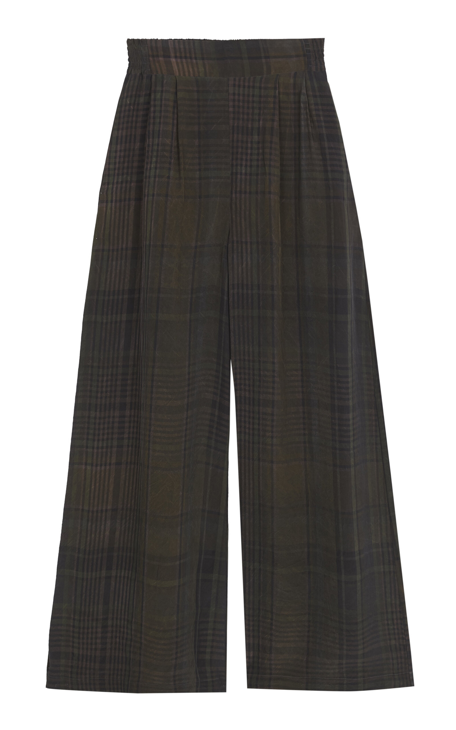 Cortana Agate Plaid Wide-Leg Pants