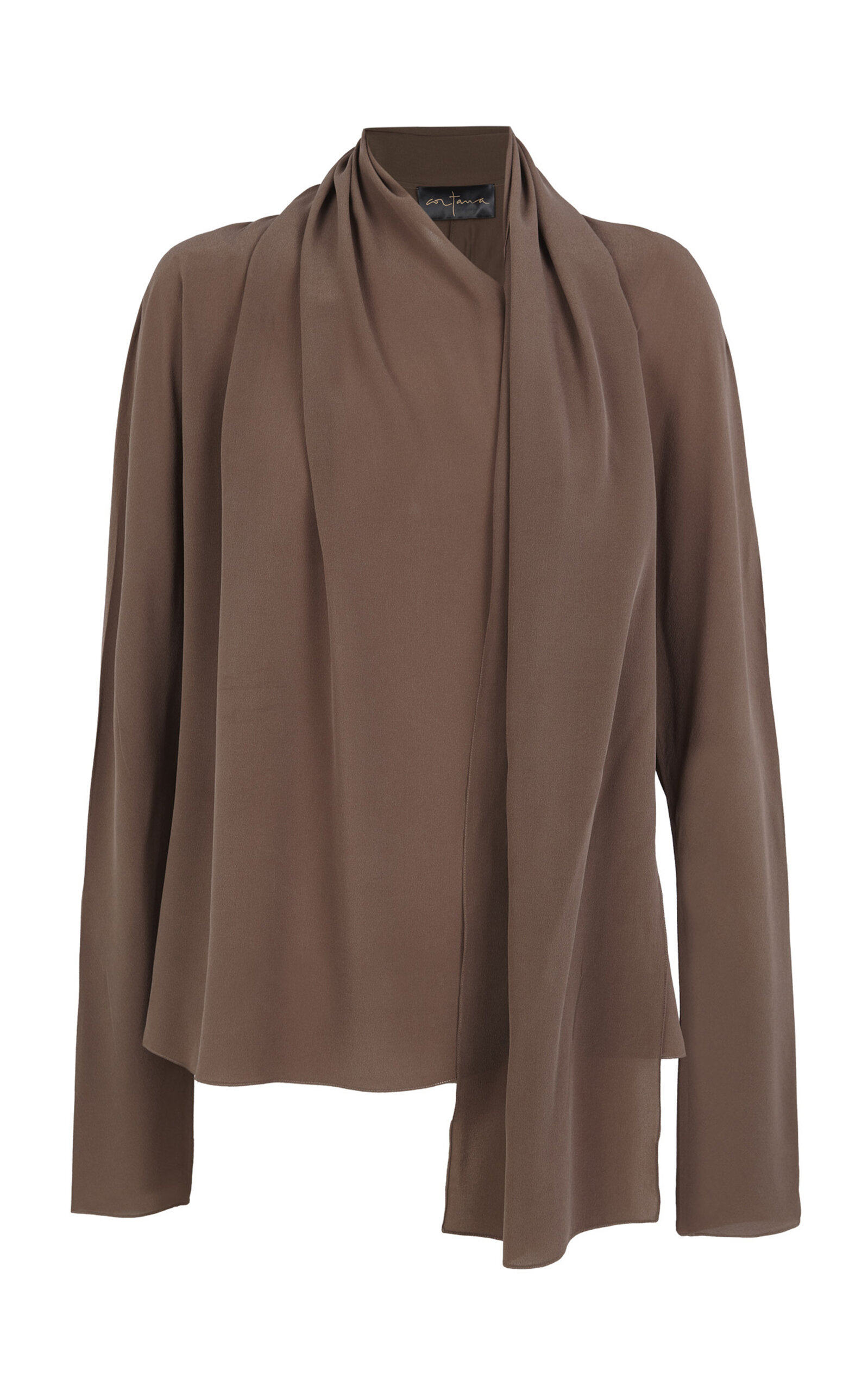 Luno Silk Scarf-Detail Wrap Top